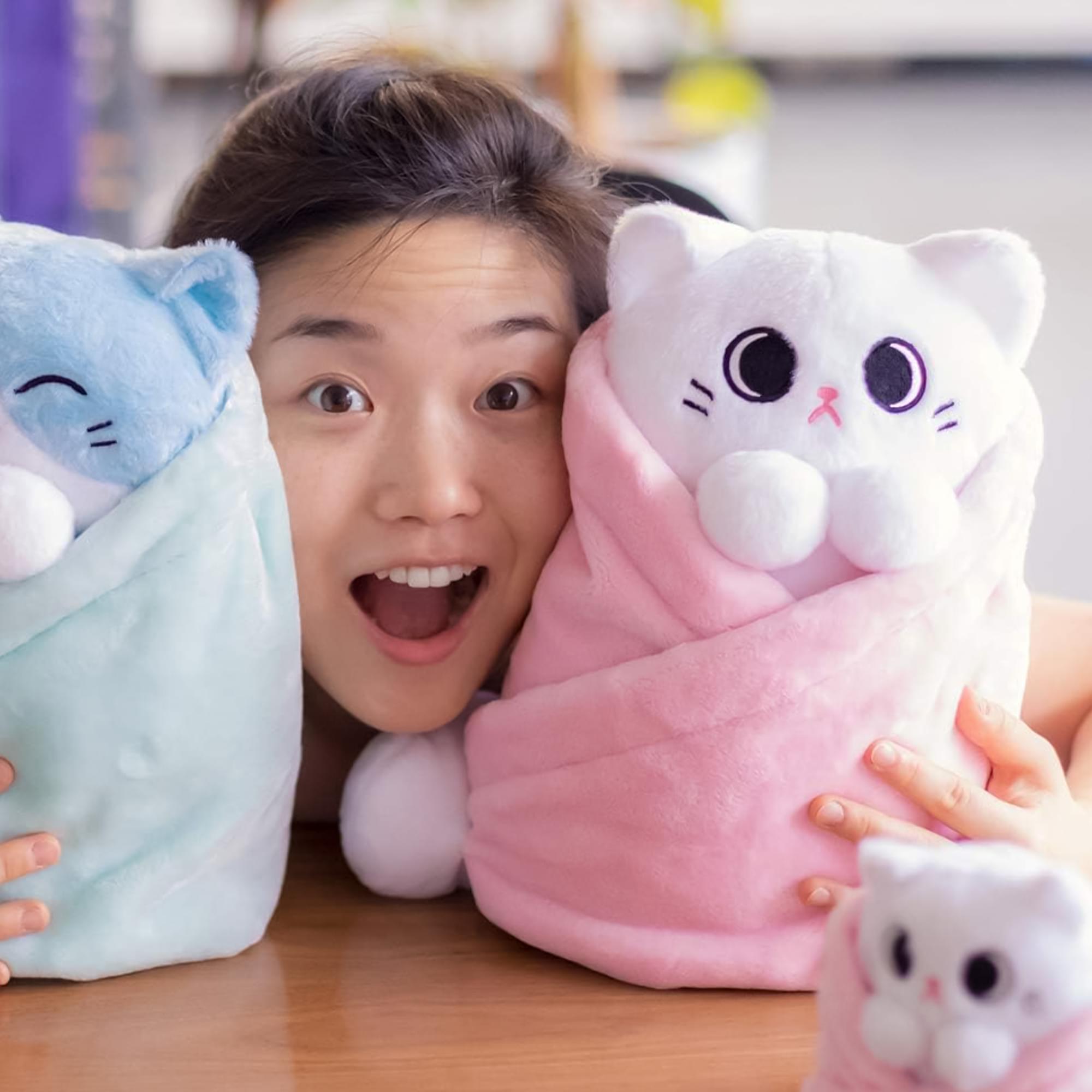 Purritos XL 12 Inch Cat In Blanket Plush - Mochi
