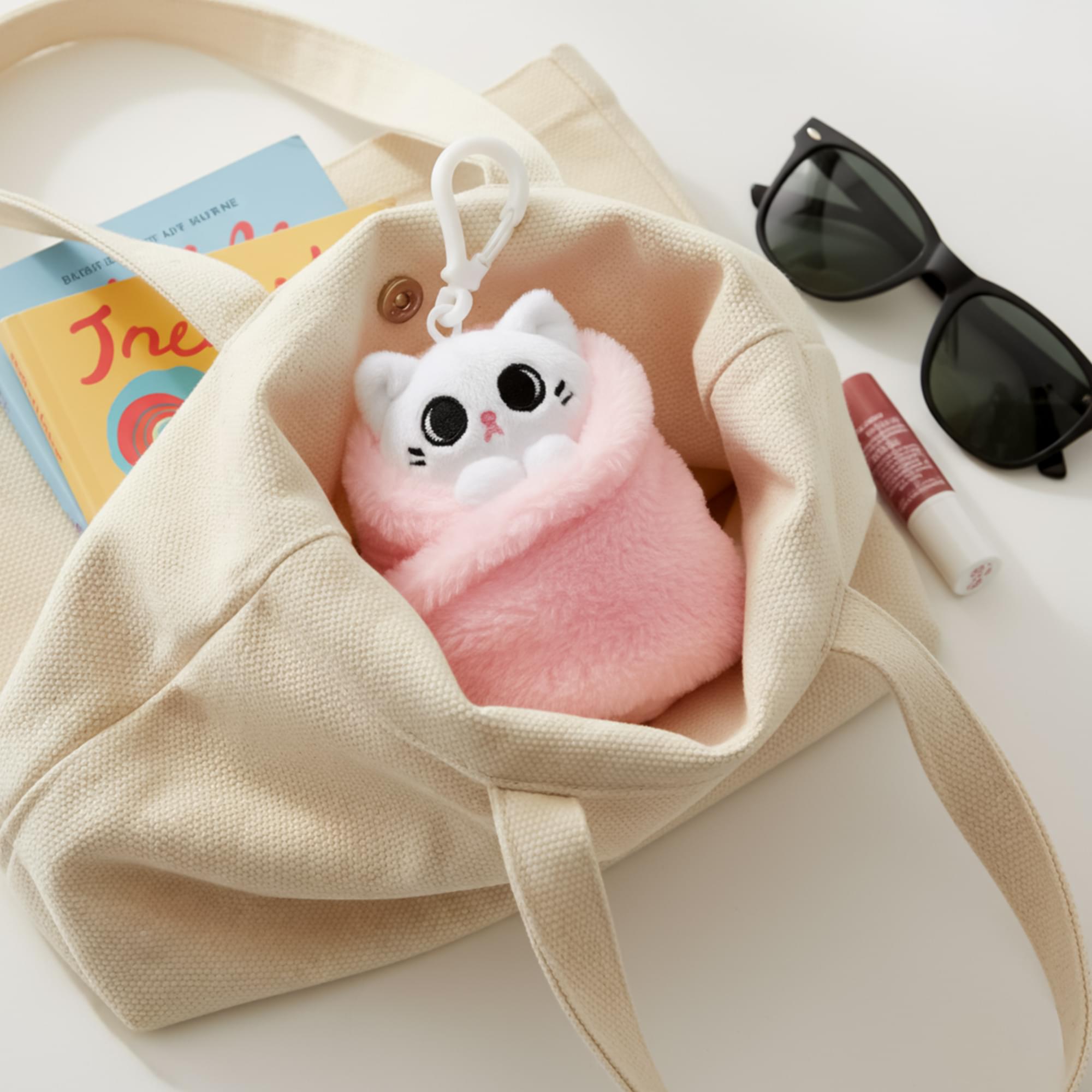 Purritos 3 Inch Cat In Blanket Plush Key Ring - Mochi