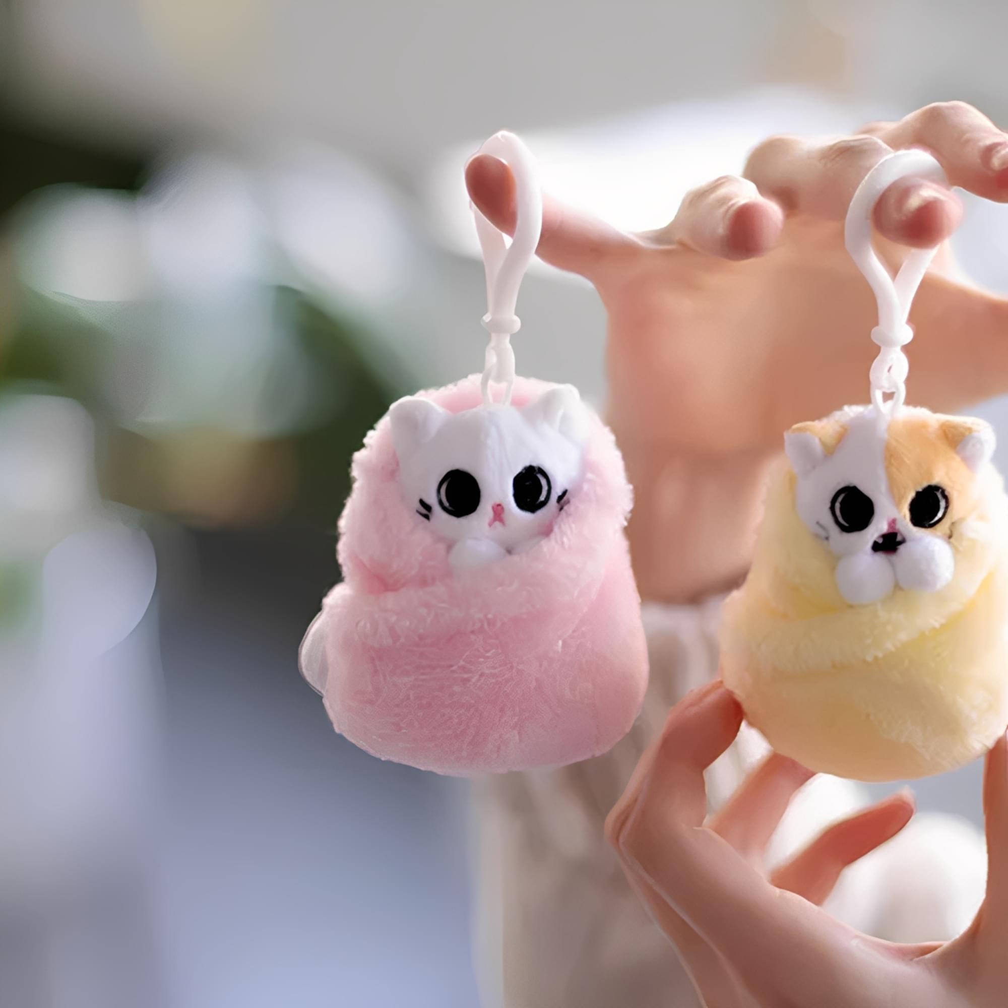 Purritos 3 Inch Cat In Blanket Plush Key Ring - Mochi