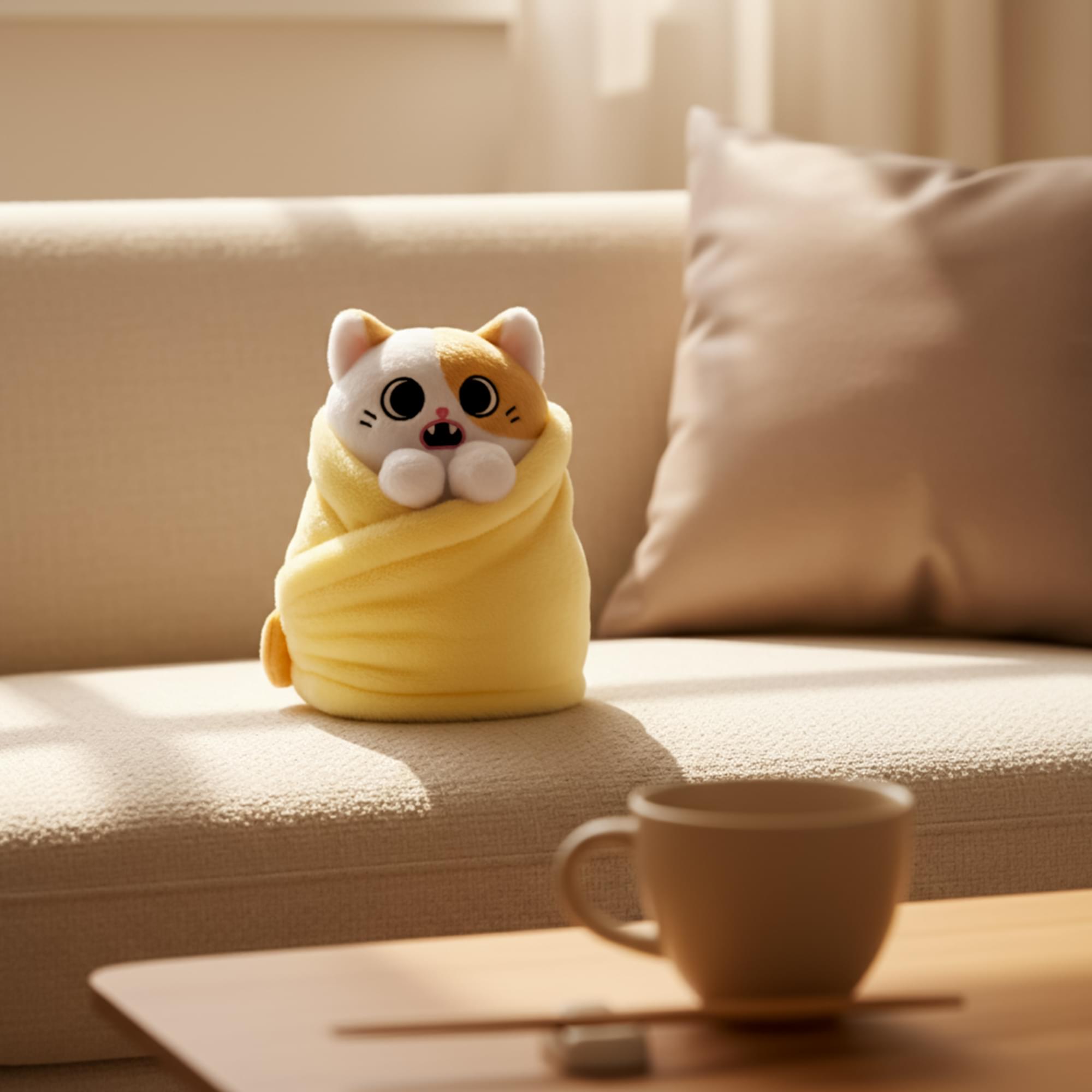 Purritos Pork Bun Plush Kitten in Blanket | 7 Inches