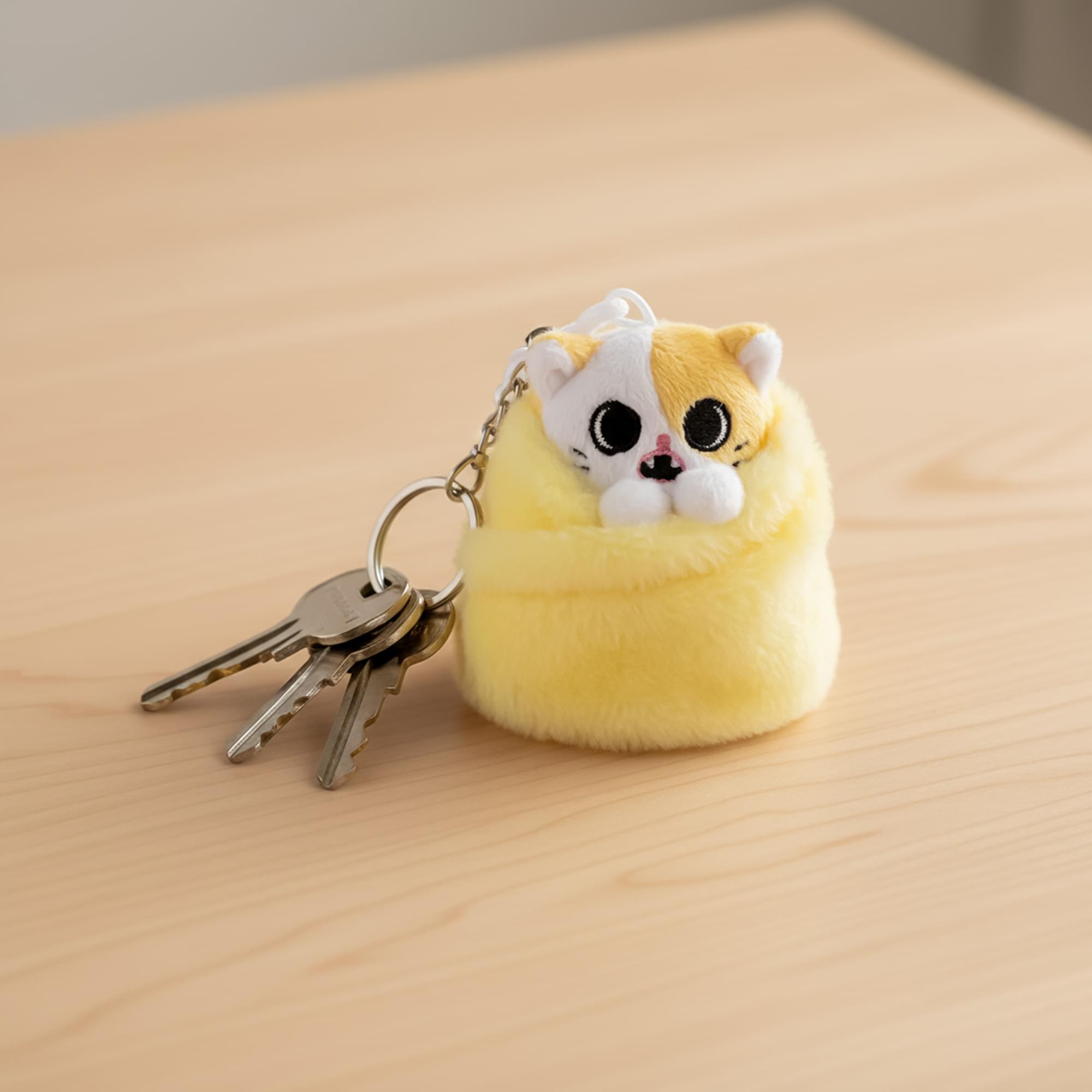 Purritos 3 Inch Cat In Blanket Plush Key Ring - Pork Bun