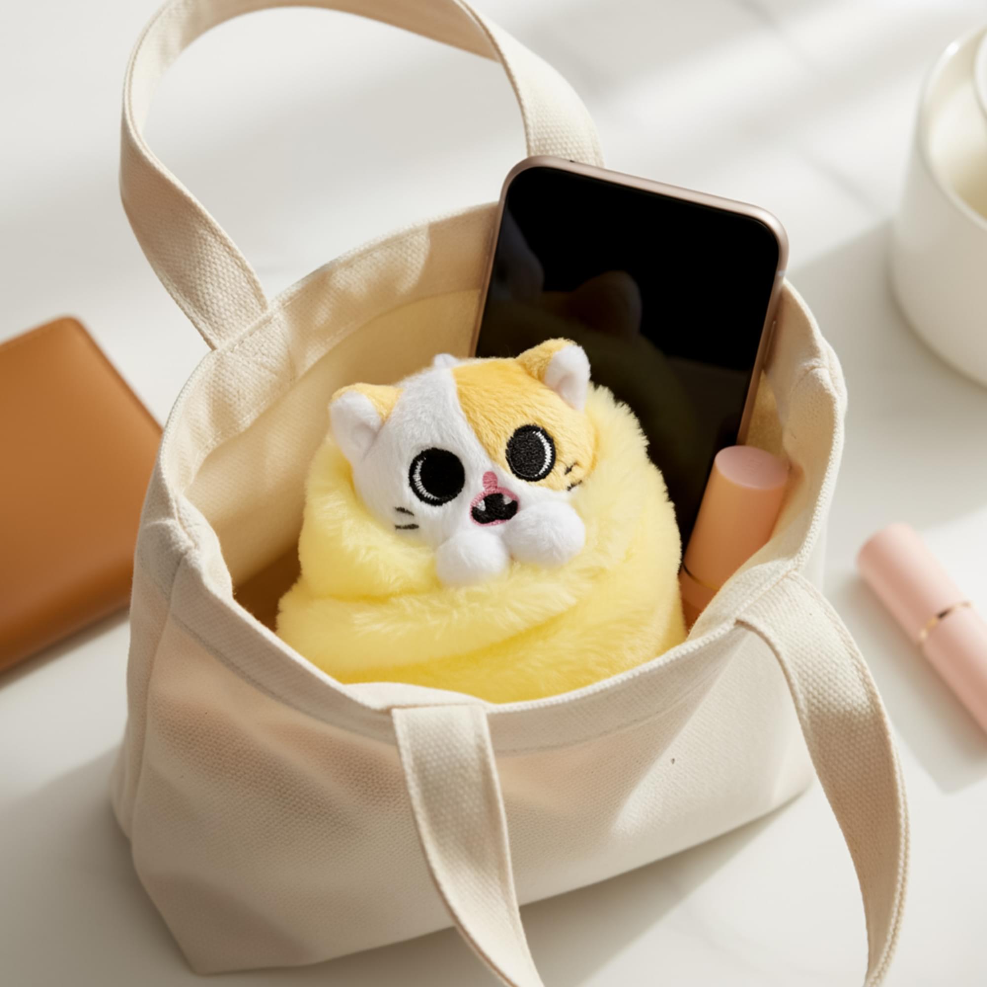 Purritos 3 Inch Cat In Blanket Plush Key Ring - Pork Bun