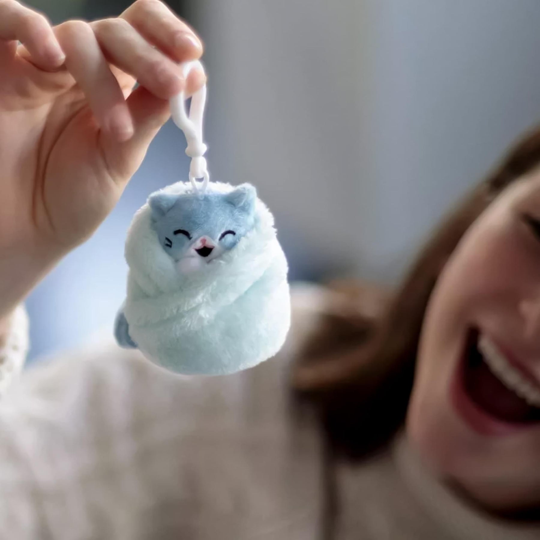 Purritos 3 Inch Cat In Blanket Plush Key Ring - Tuna