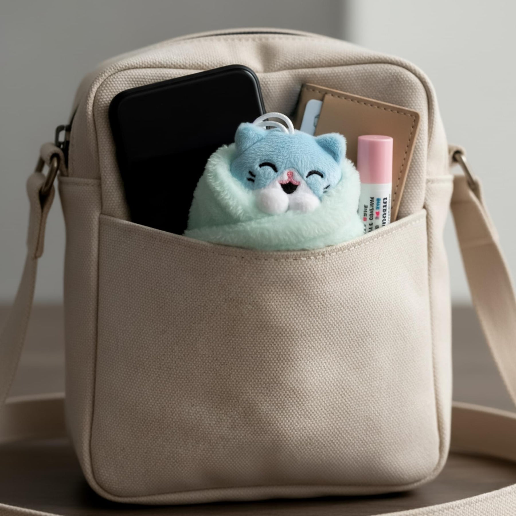 Purritos 3 Inch Cat In Blanket Plush Key Ring - Tuna