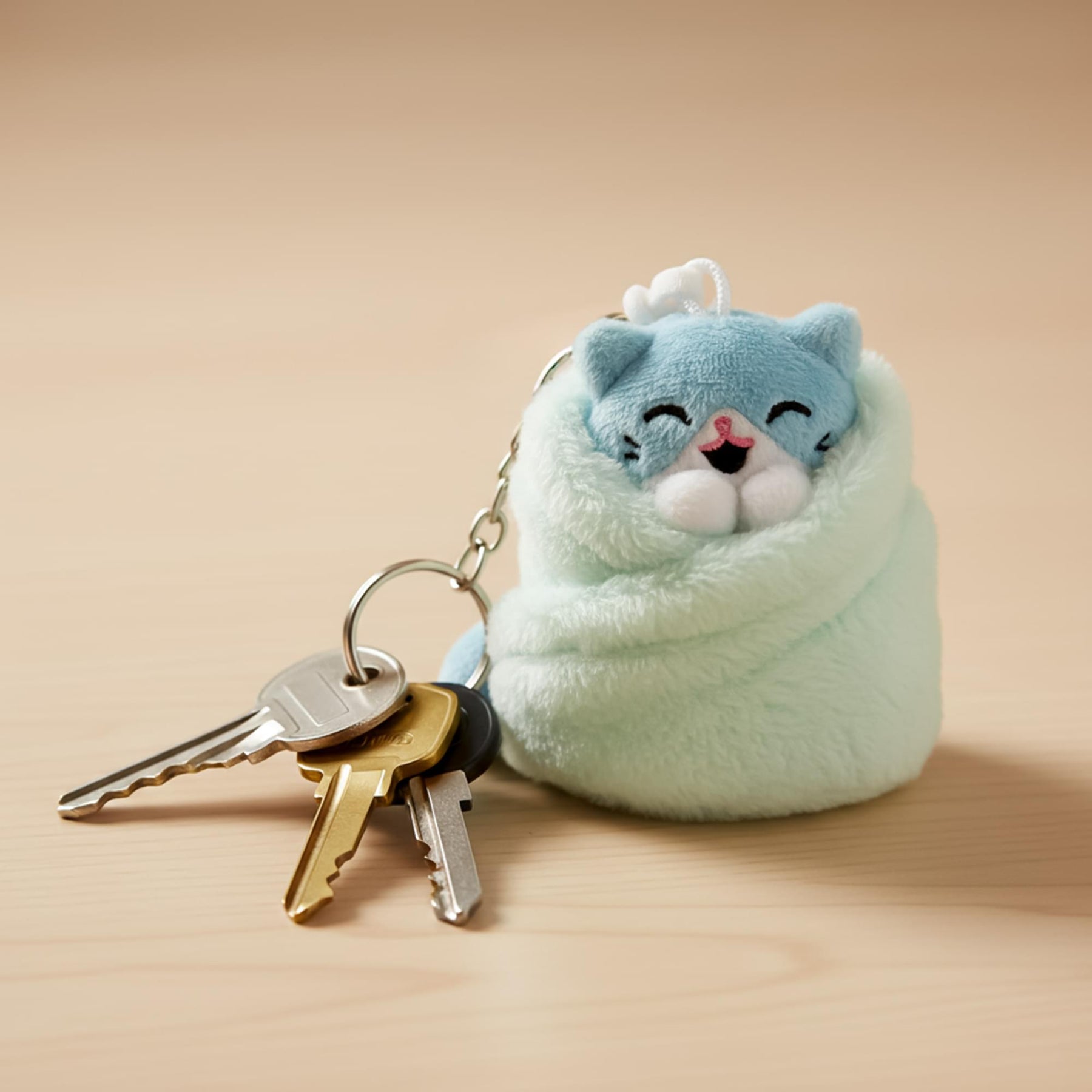 Purritos 3 Inch Cat In Blanket Plush Key Ring - Tuna