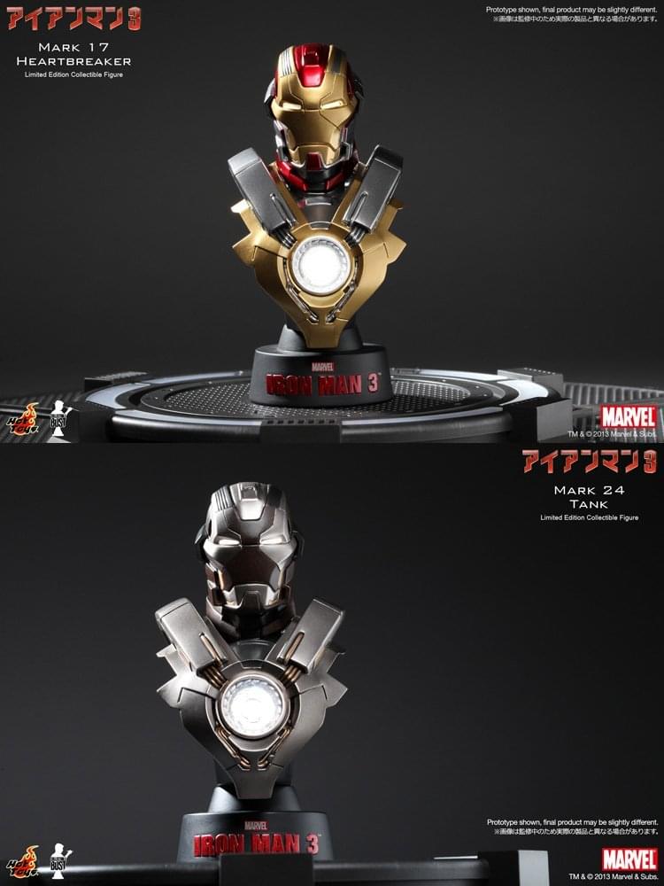 Iron Man 3 Hot Toys 4.5" Deluxe Mini Bust Set of 8
