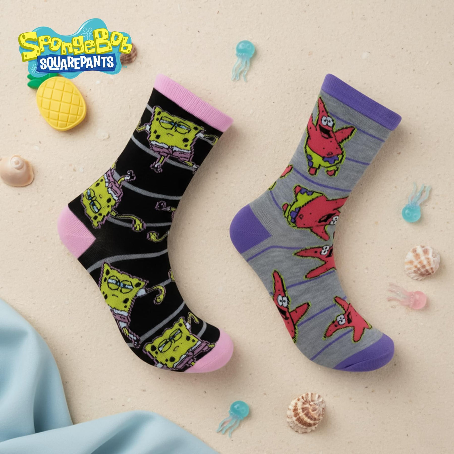 SpongeBob SquarePants Womens Novelty Crew Socks | 2 Pairs