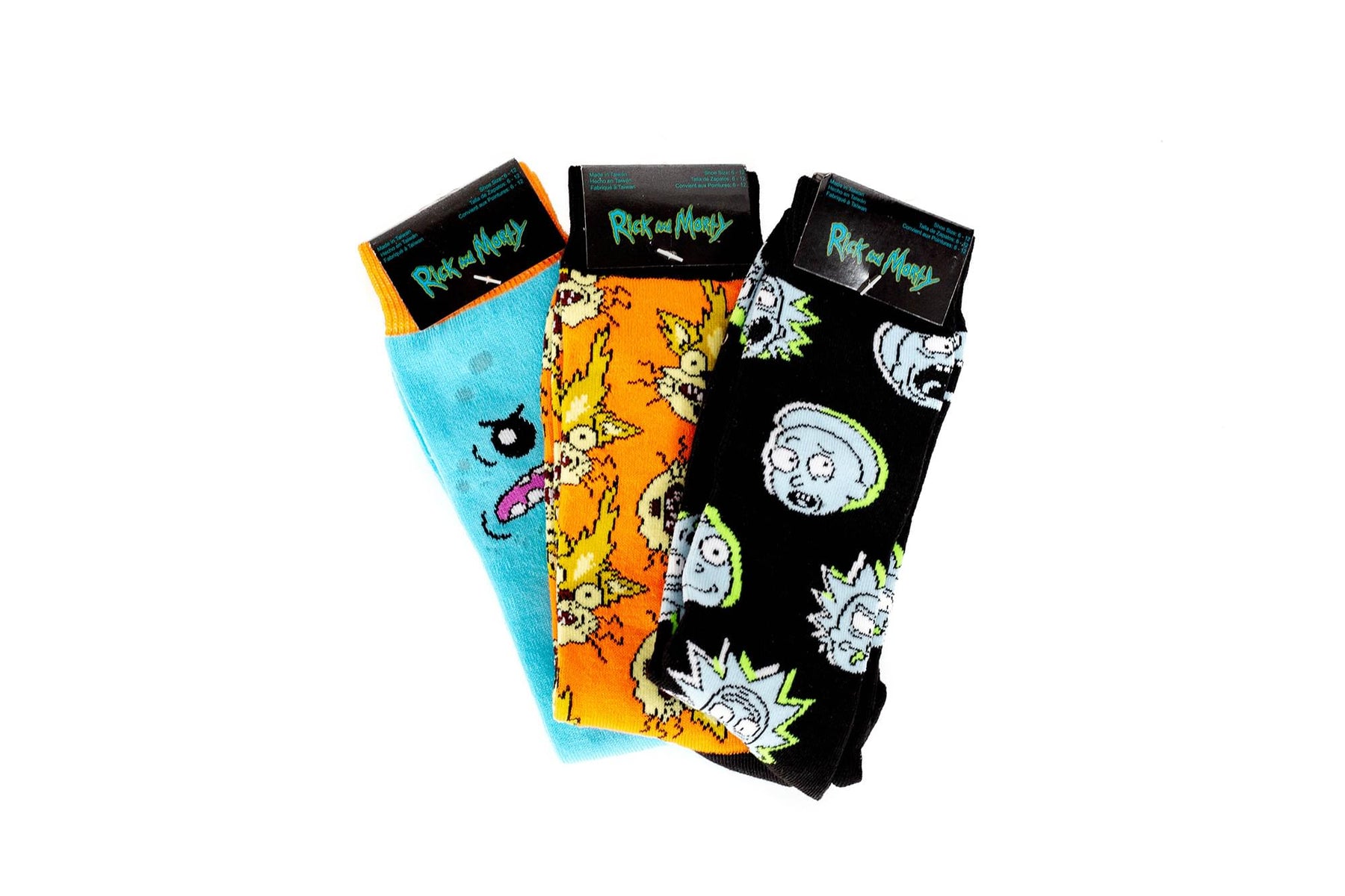 Rick and Morty Crew Socks 3-Pack | Mr. Meeseeks, Squanchy Cat, Rick and Morty