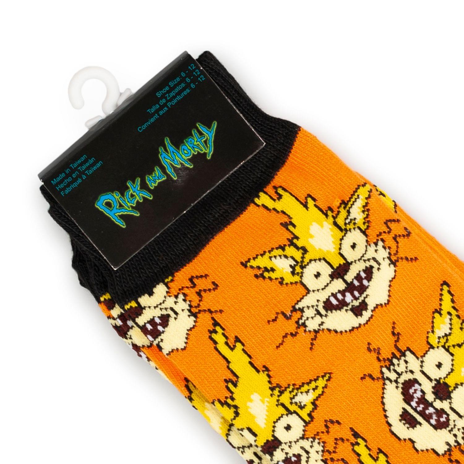 Rick and Morty Collectibles | Squanchy the Cat Orange Crew Socks