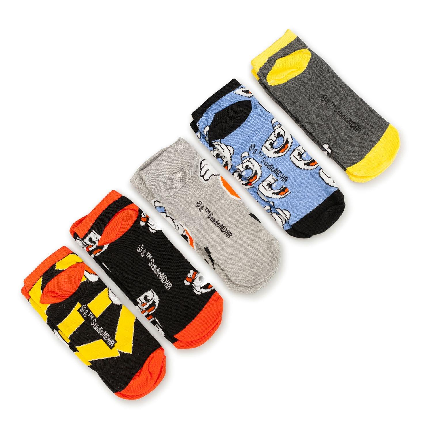 Cuphead Collectibles Adult Ankle Socks | Cuphead & Mugman Wallop Socks | 5 Pack