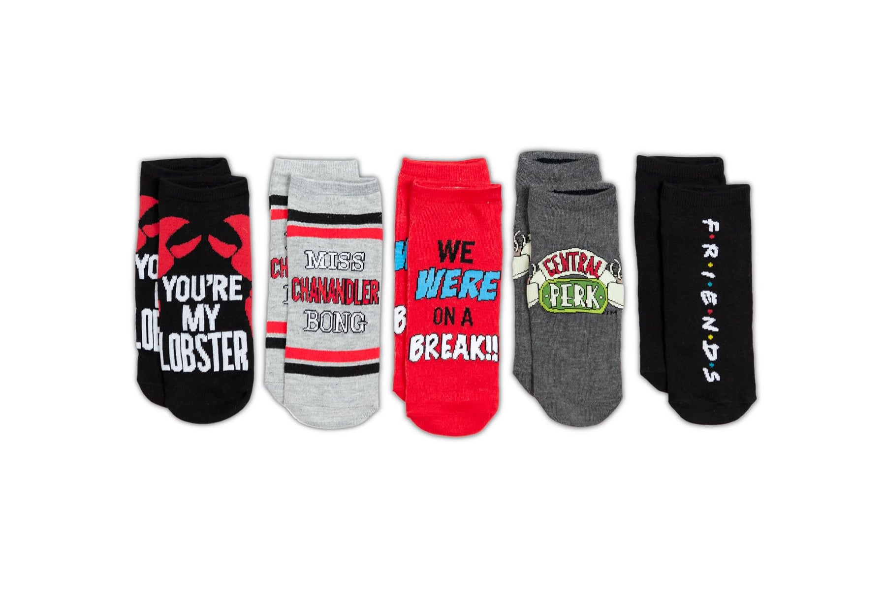 Friends TV Series Themed Quotes Novelty Ankle Socks for Men & Women - 5 Pairs