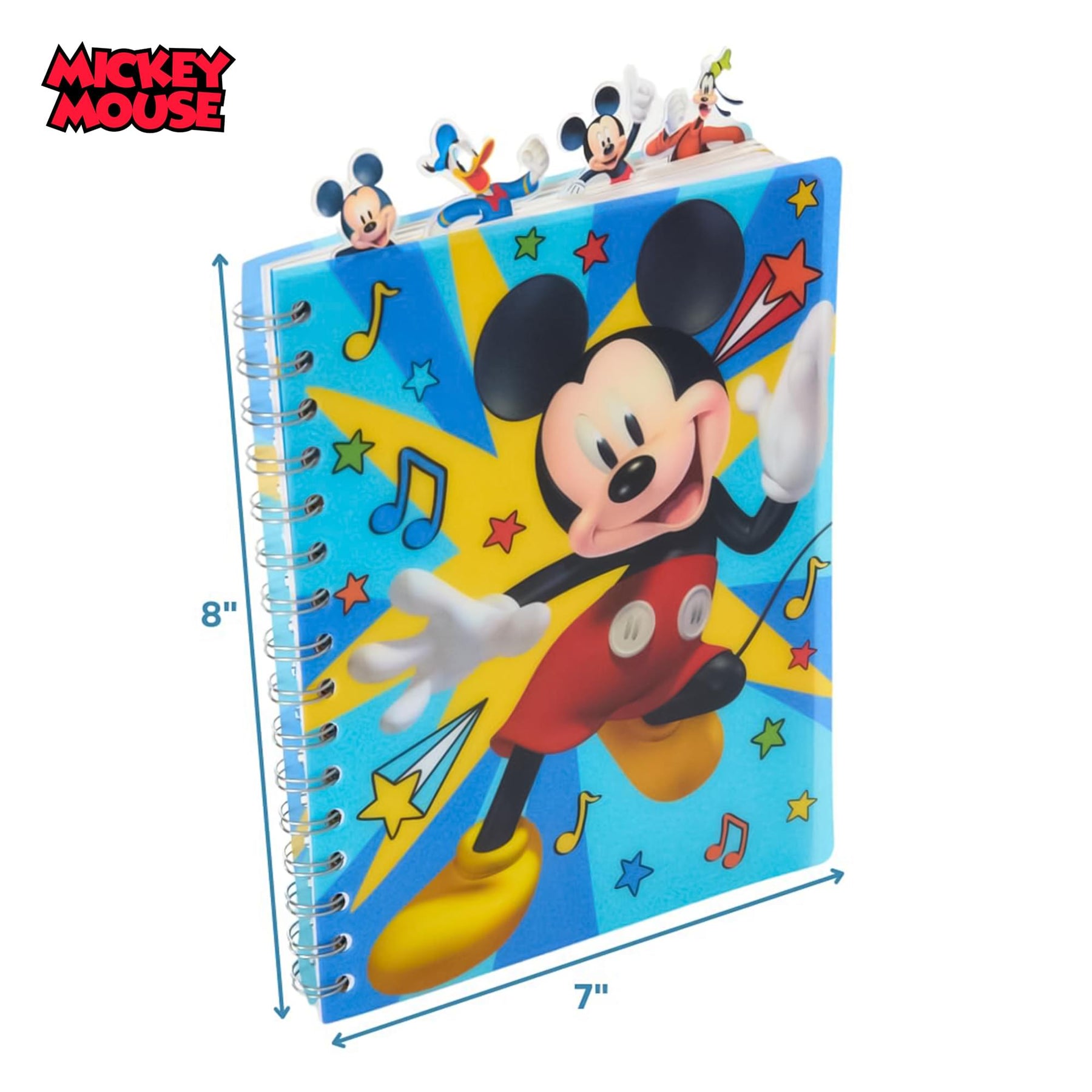 Disney Mickey Mouse 4-Tabbed Spiral Journal | 96 Lined Pages