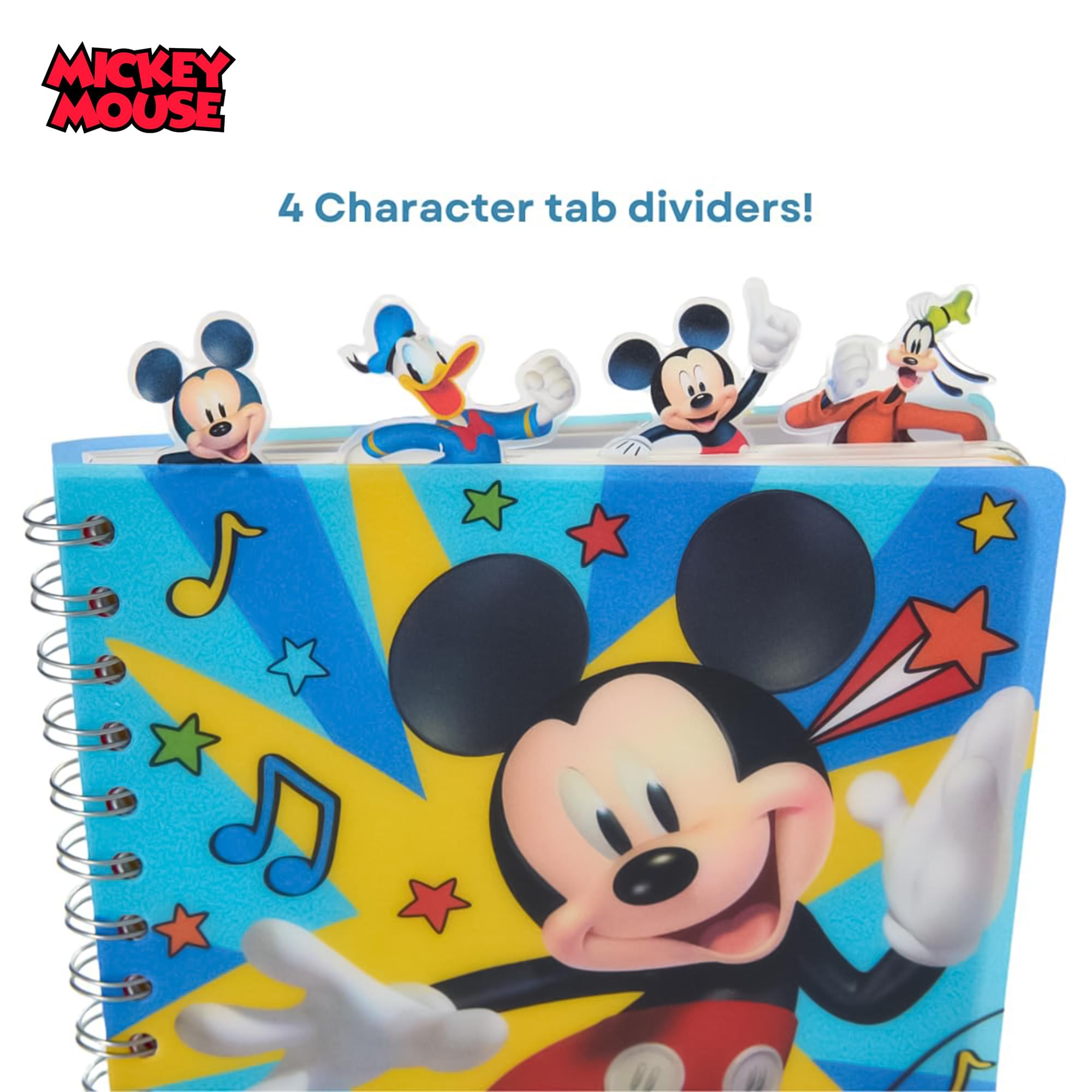 Disney Mickey Mouse 4-Tabbed Spiral Journal | 96 Lined Pages
