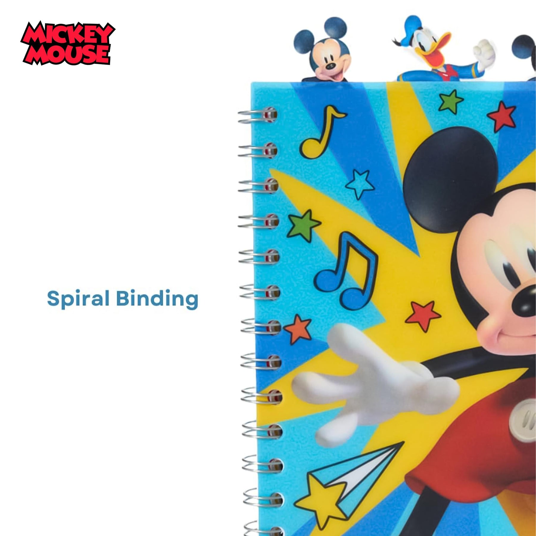 Disney Mickey Mouse 4-Tabbed Spiral Journal | 96 Lined Pages