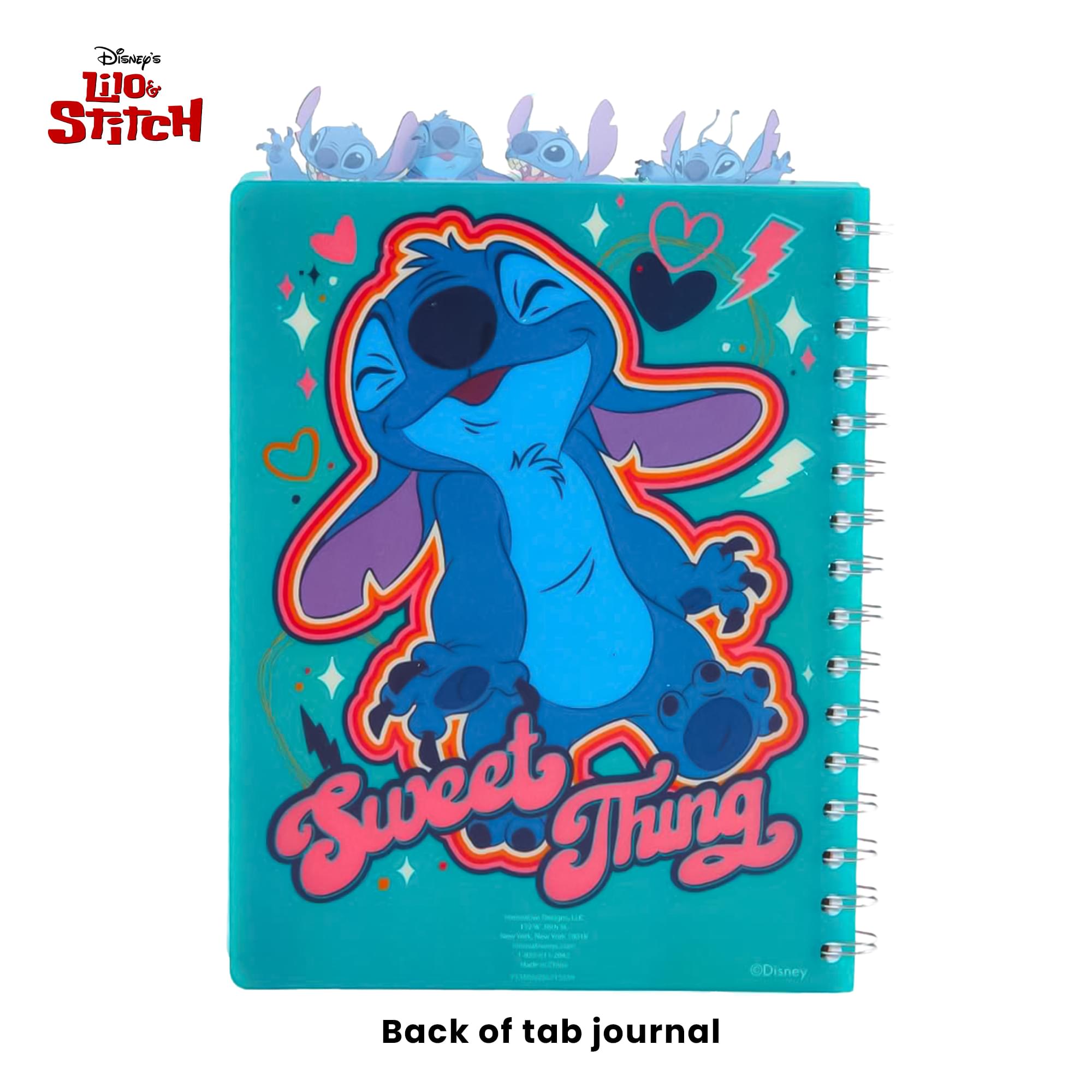 Disney Lilo & Stitch 4-Tabbed Spiral Journal Set With Sticky Notes and Pen | 96 Lined Pages