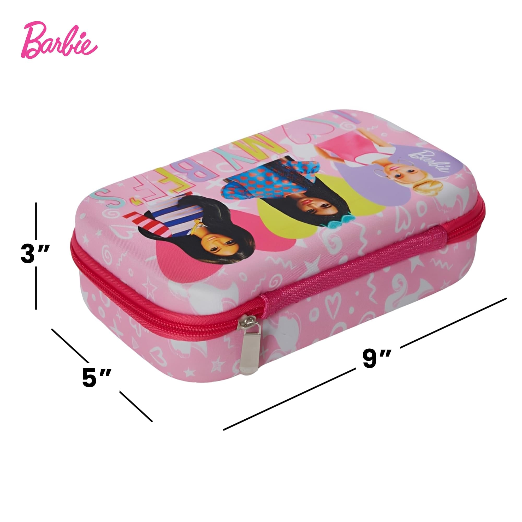 Barbie Pencil Case With Stickers and 5 Gel Pens | 8 x 5 Inches