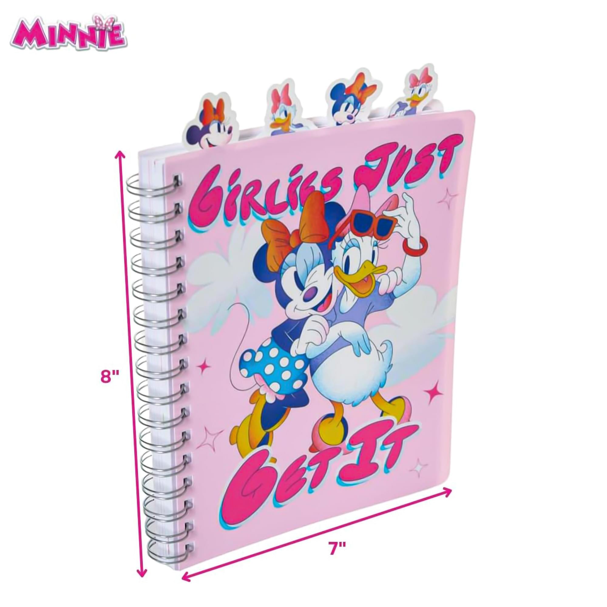 Disney Minnie Mouse and Daisy Duck "Girlies Just Get It" 4 Tab Spiral Journal