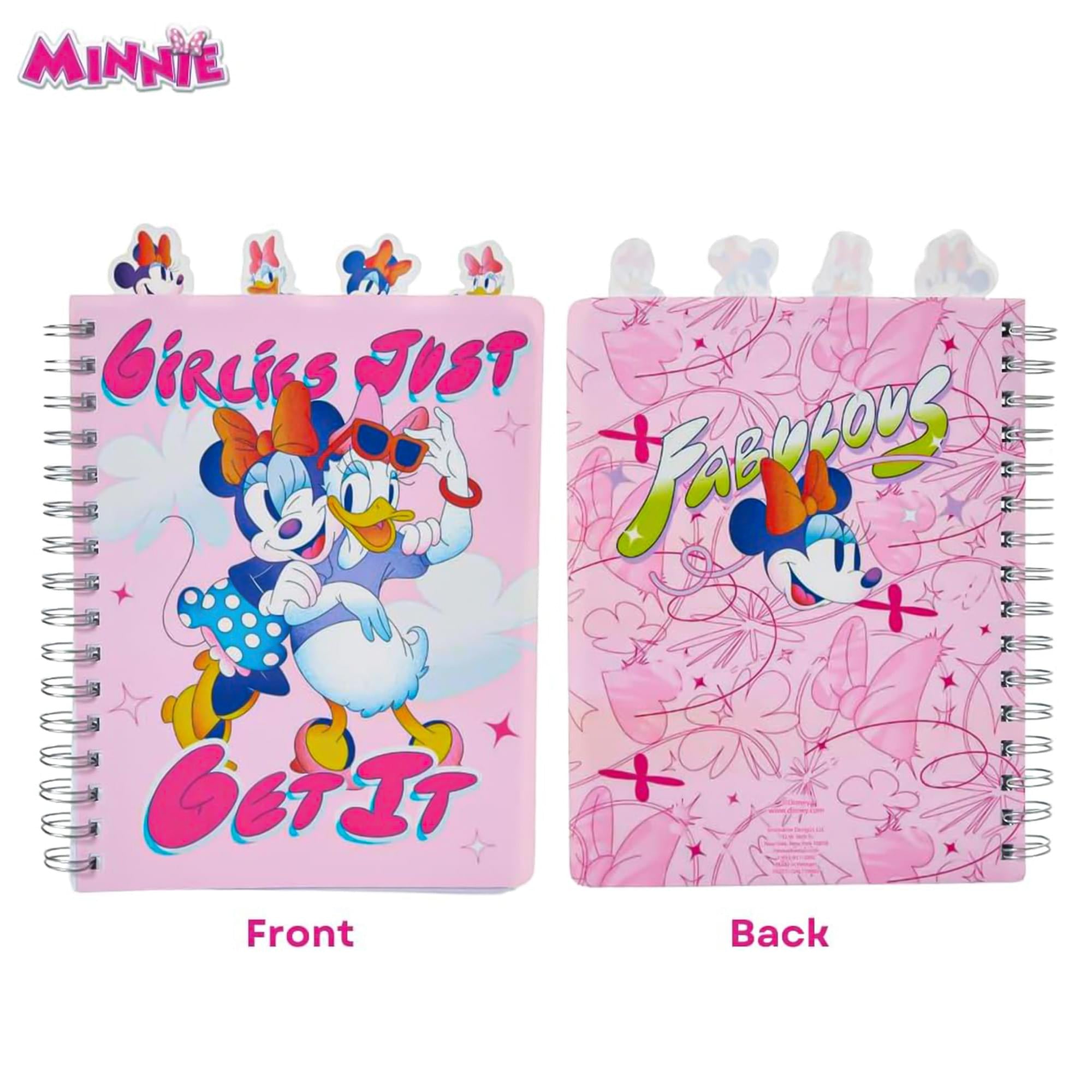 Disney Minnie Mouse and Daisy Duck "Girlies Just Get It" 4 Tab Spiral Journal