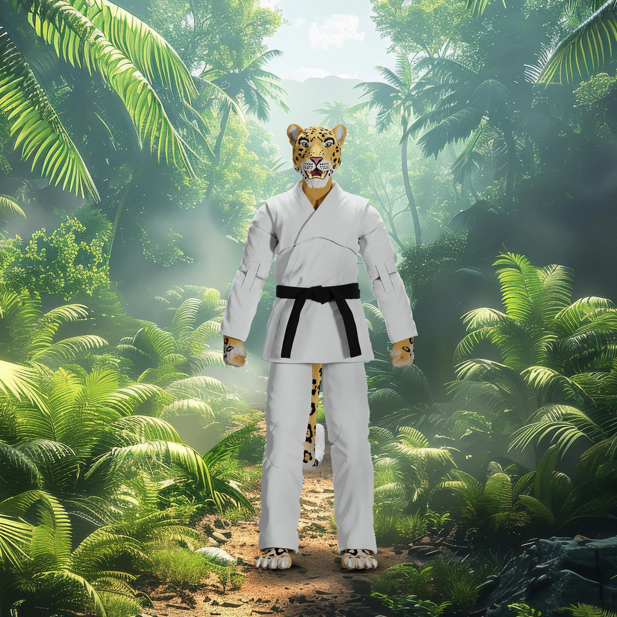 Zoo Jitsu Fighters 6 Inch Action Figure | Jairo the Jaguar with White Gi