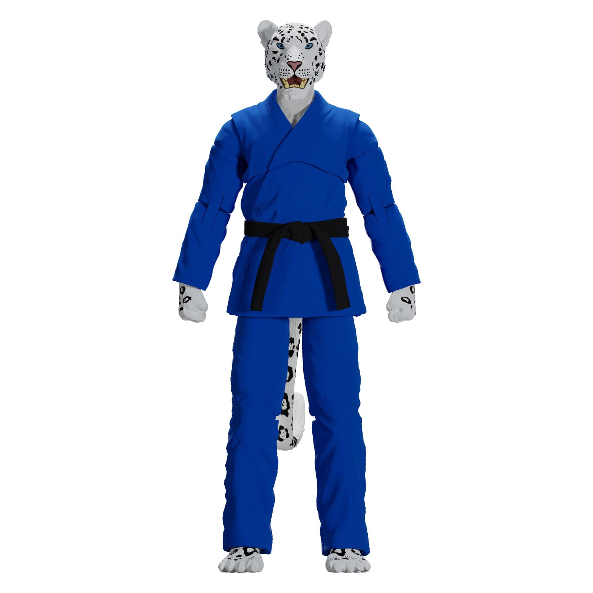 Zoo Jitsu Fighters 6 Inch Action Figure | Shadow the Snow Leopard with Blue Gi