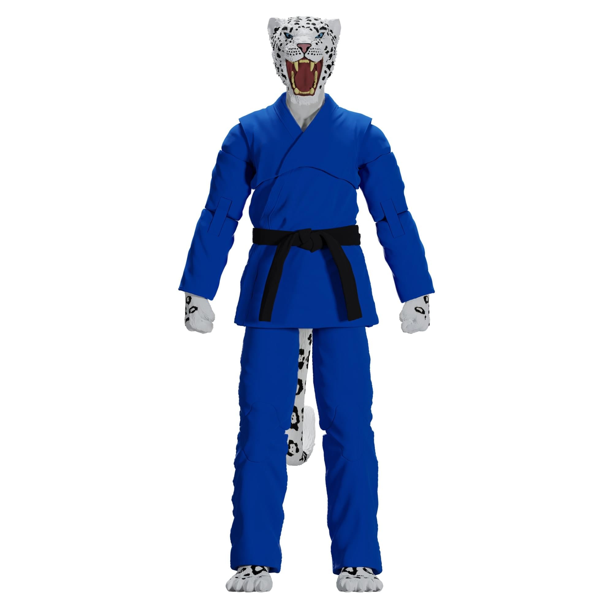 Zoo Jitsu Fighters 6 Inch Action Figure | Shadow the Snow Leopard with Blue Gi