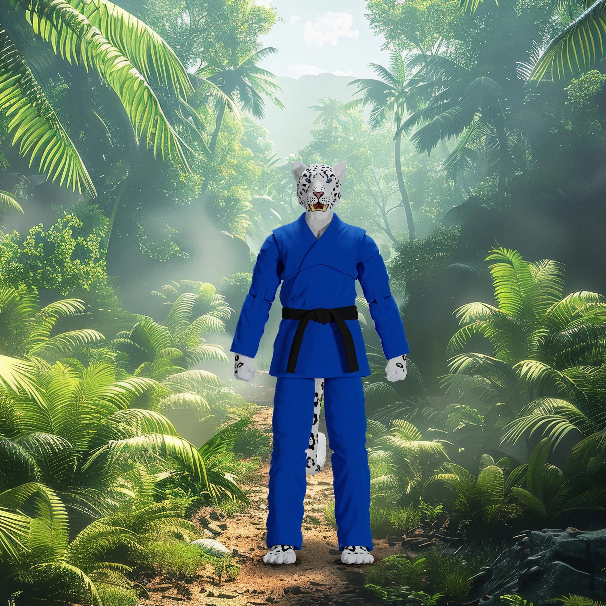 Zoo Jitsu Fighters 6 Inch Action Figure | Shadow the Snow Leopard with Blue Gi