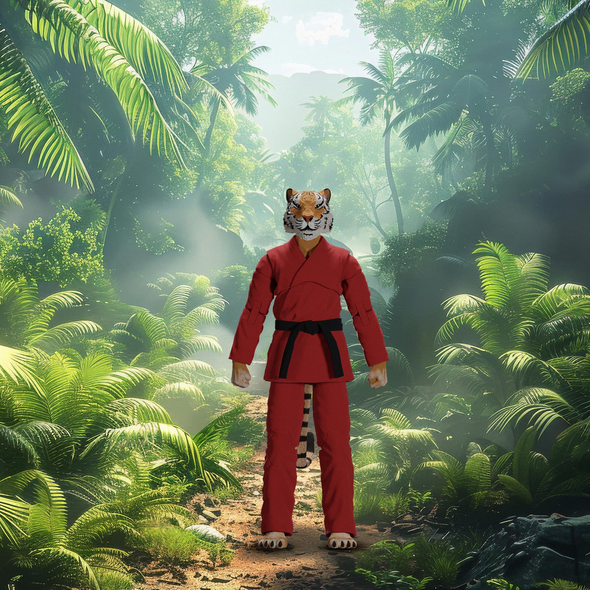 Zoo Jitsu Fighters 6 Inch Action Figure | Tiago the Tiger with Red Gi