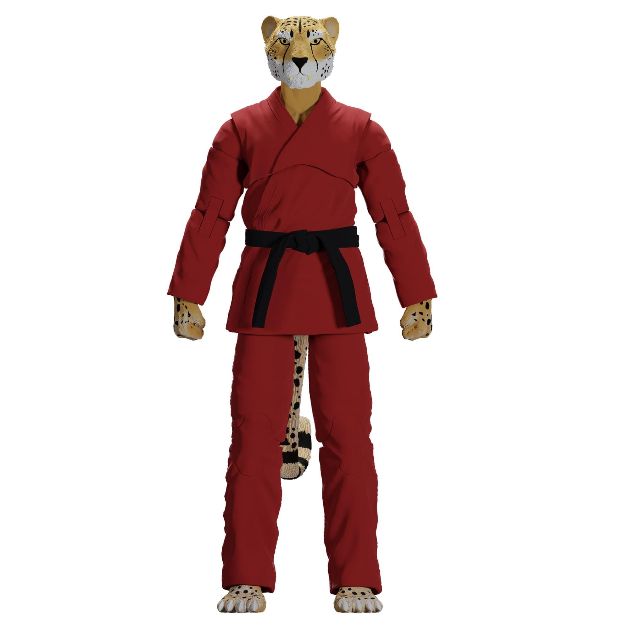 Zoo Jitsu Fighters 6 Inch Action Figure | Chico the Cheetah with Red Gi
