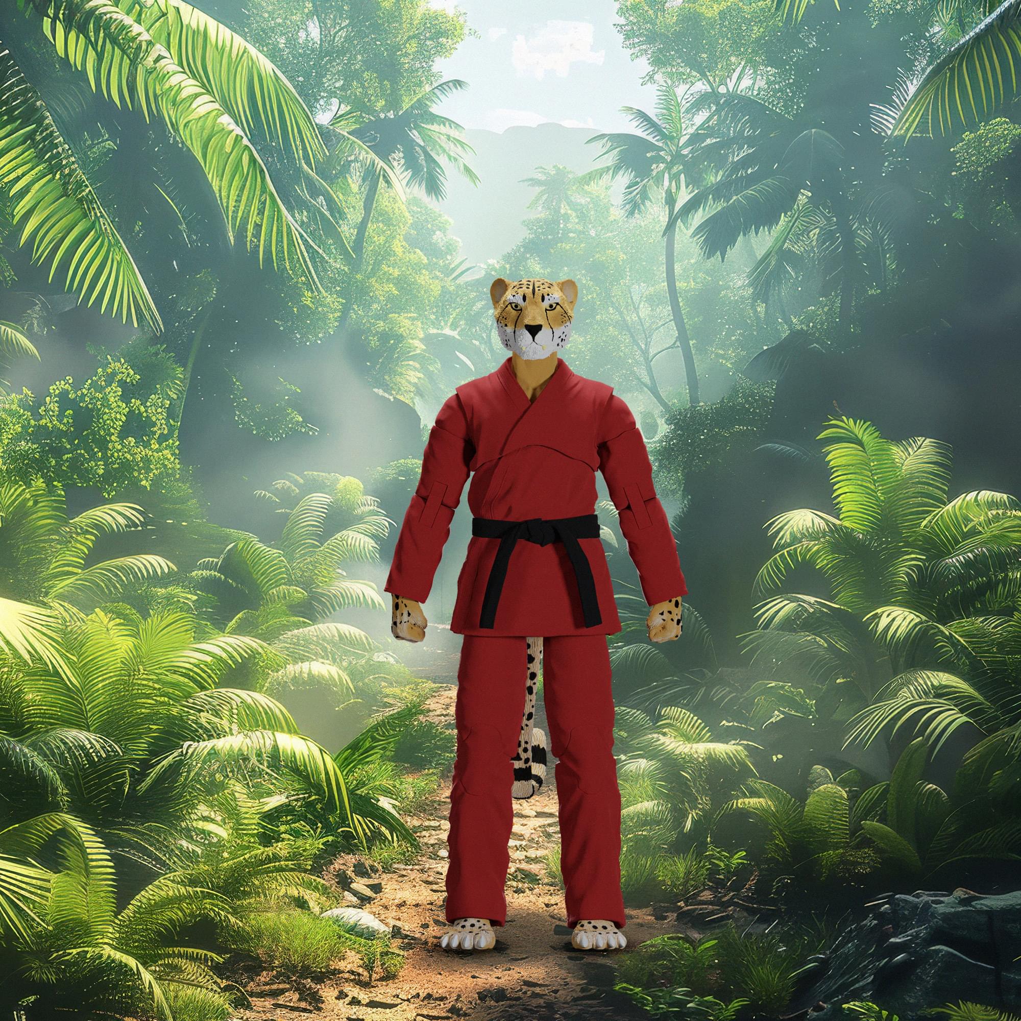Zoo Jitsu Fighters 6 Inch Action Figure | Chico the Cheetah with Red Gi
