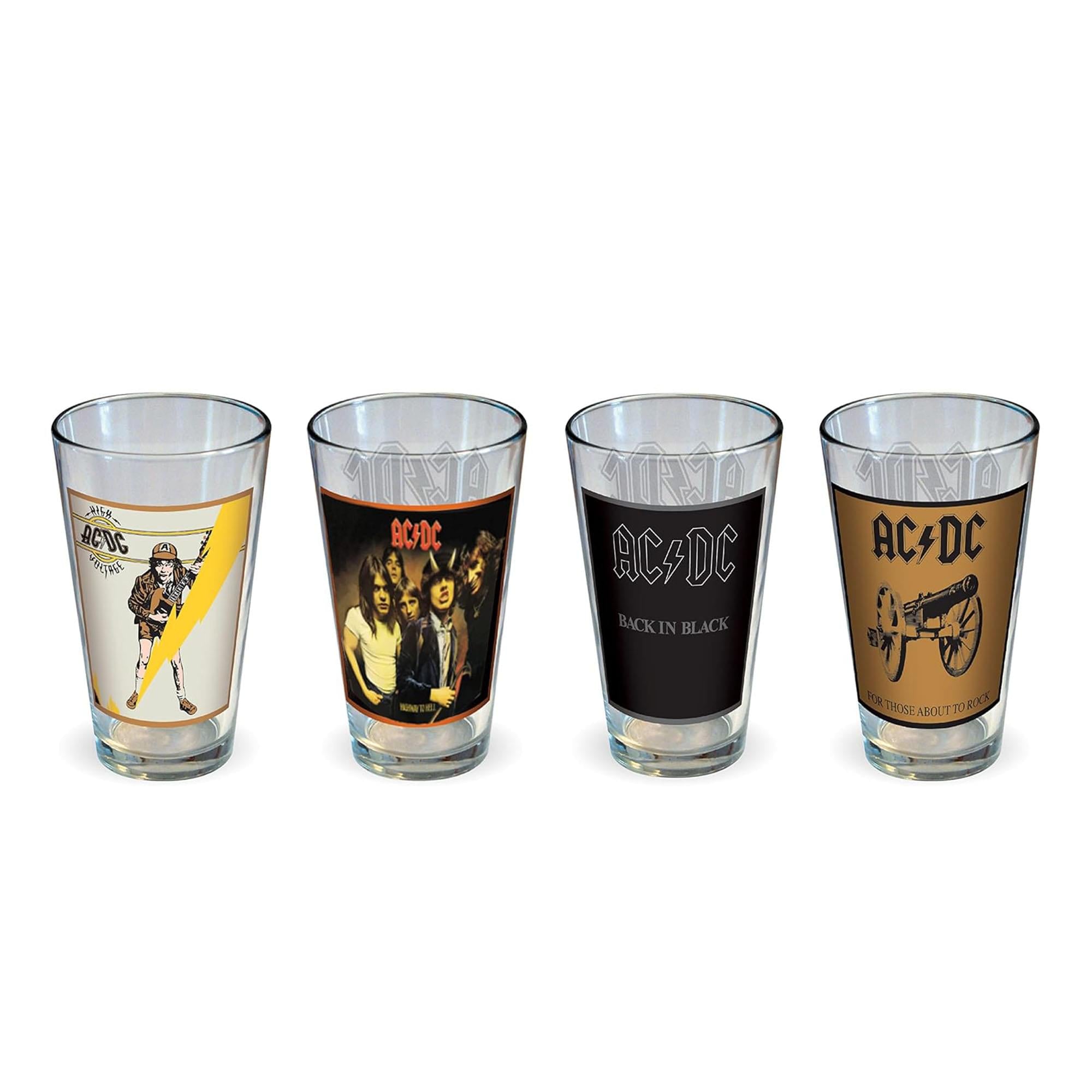 AC/DC Classic Covers 16oz Pint Glass Set of 4 | Free Shipping