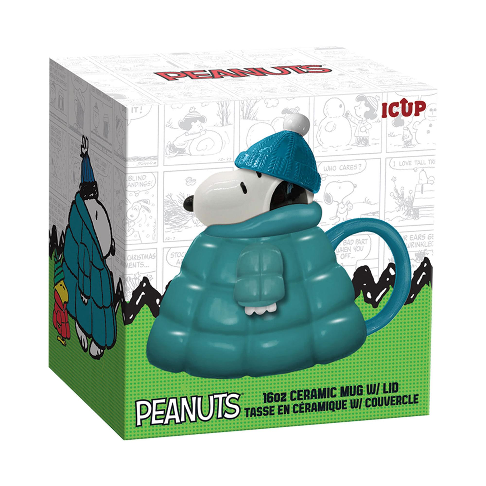 Peanuts Snoopy Puffy Jacket 16 Ounce Sculpted Ceramic Mug With Lid