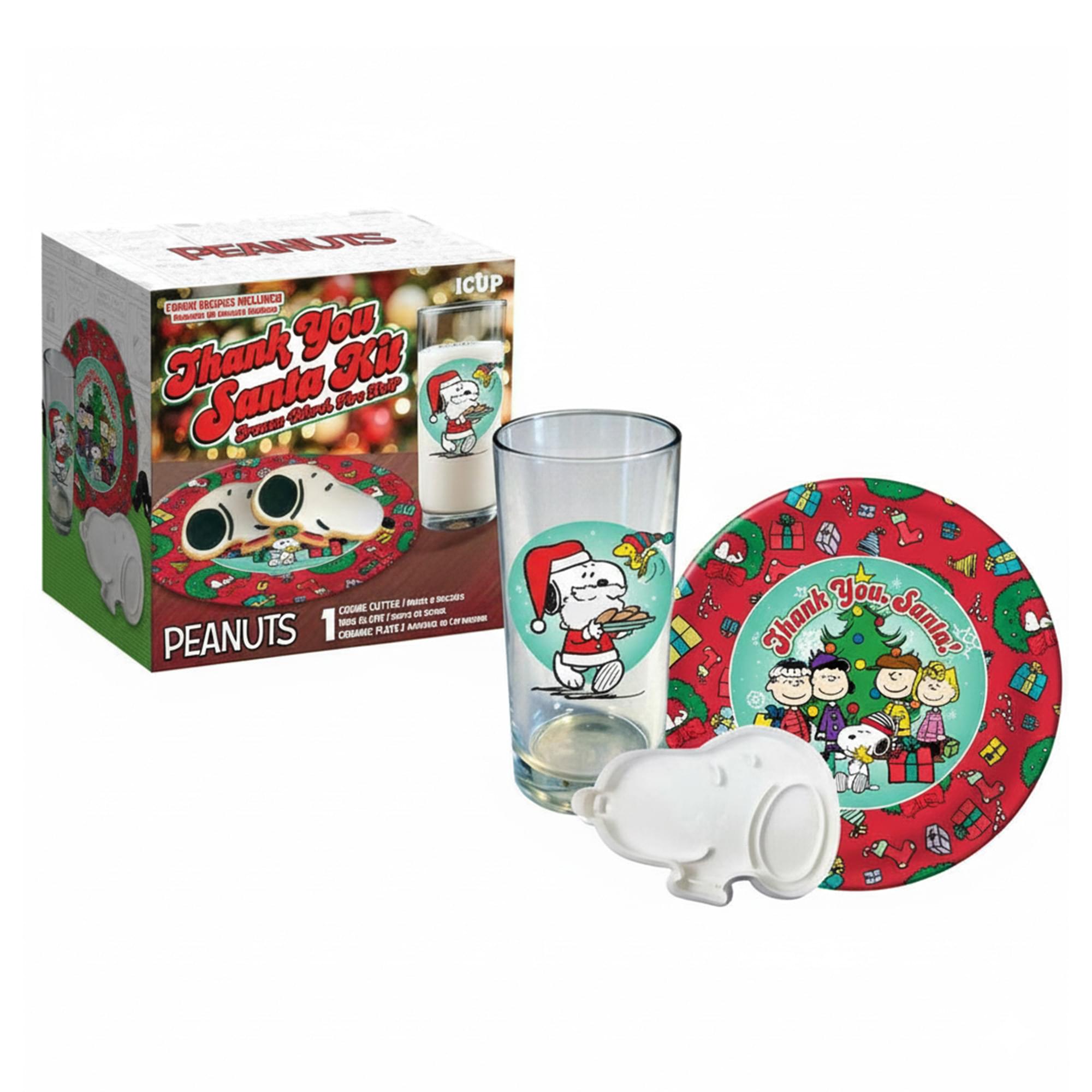 Peanuts "Thank You, Santa" Gift Set | Glass, Plate, and Cookie Cutter