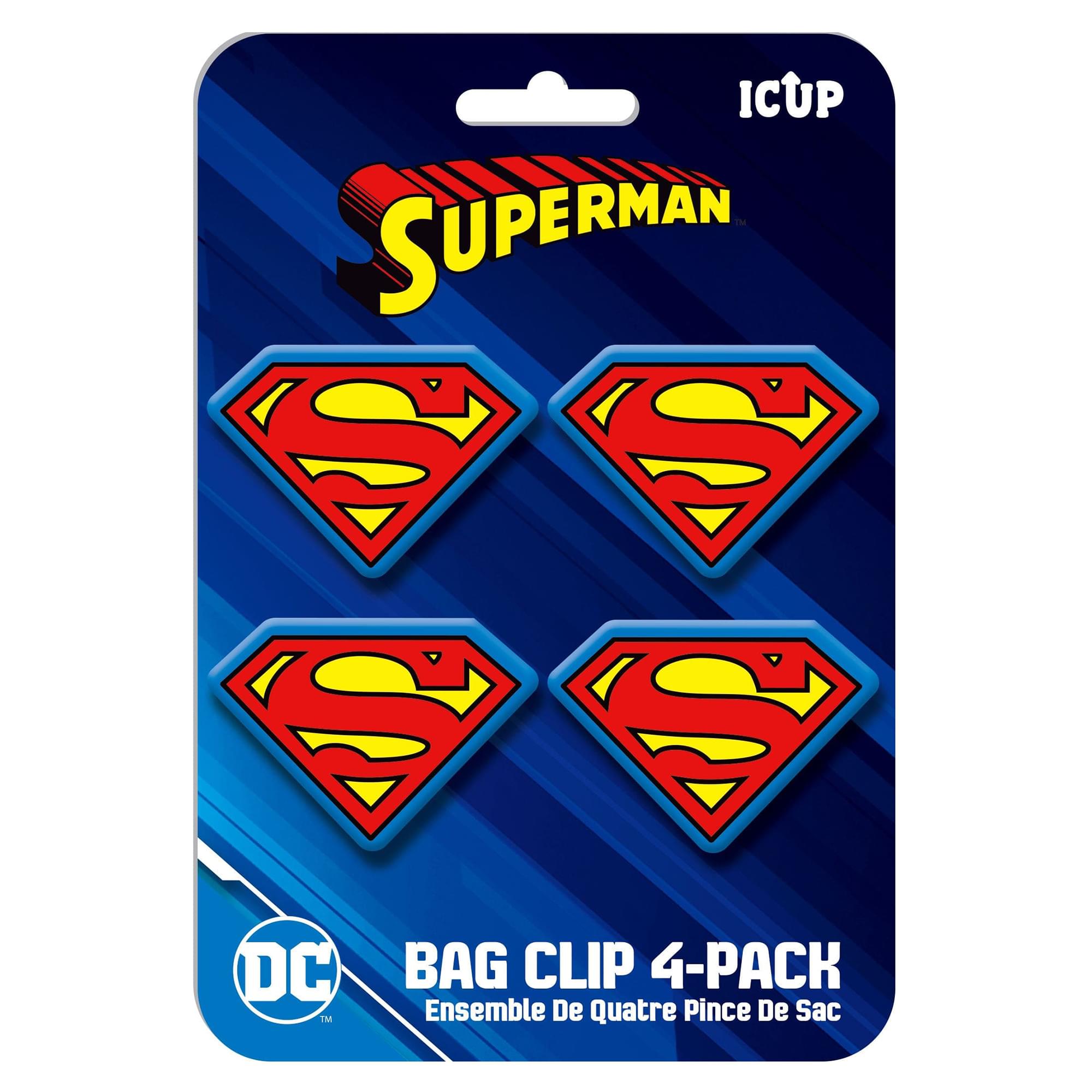 DC Comics Classic Superman Logo Bag Clip 4 Pack