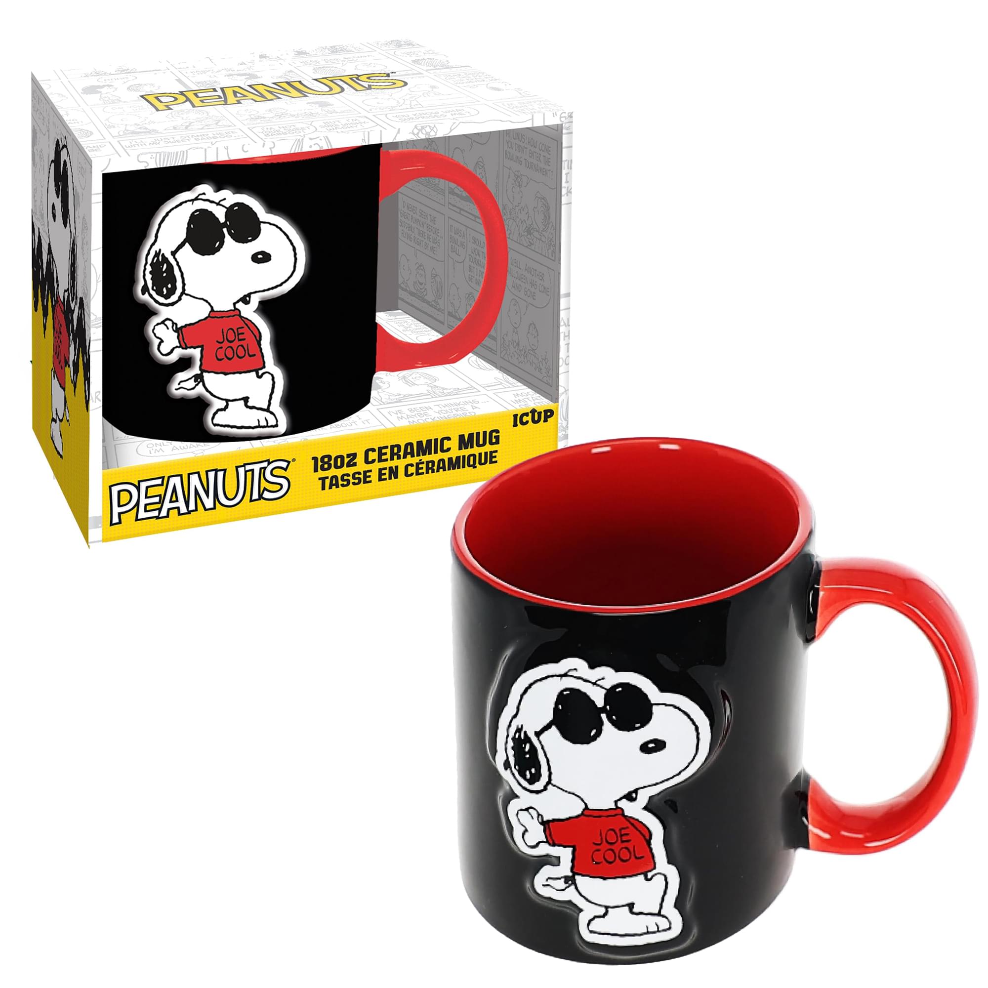 Peanuts Snoopy Joe Cool Embossed Ceramic Mug | Holds 18 Ounces