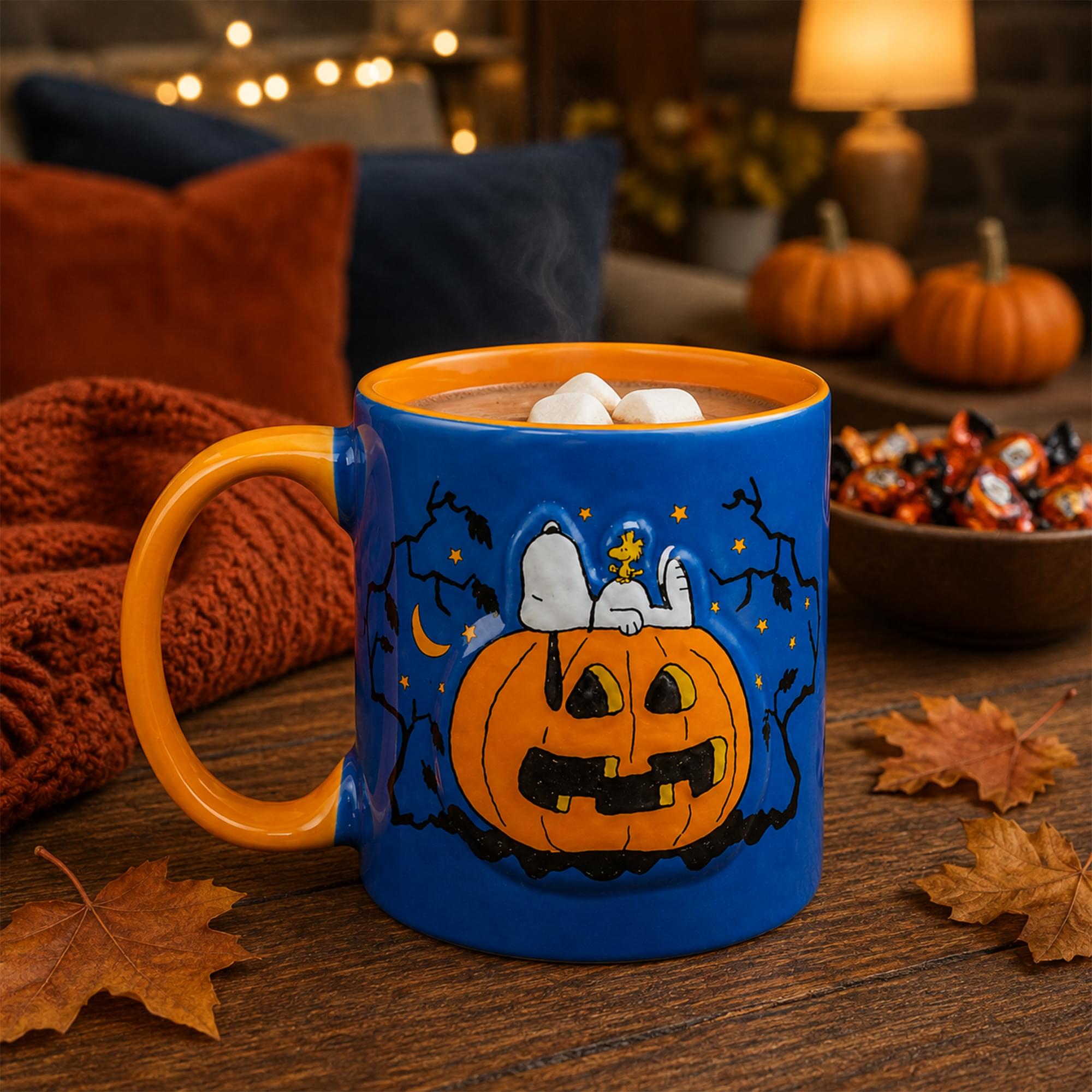 Peanuts Snoopy Pumpkin Embossed 18 Ounce Ceramic Mug