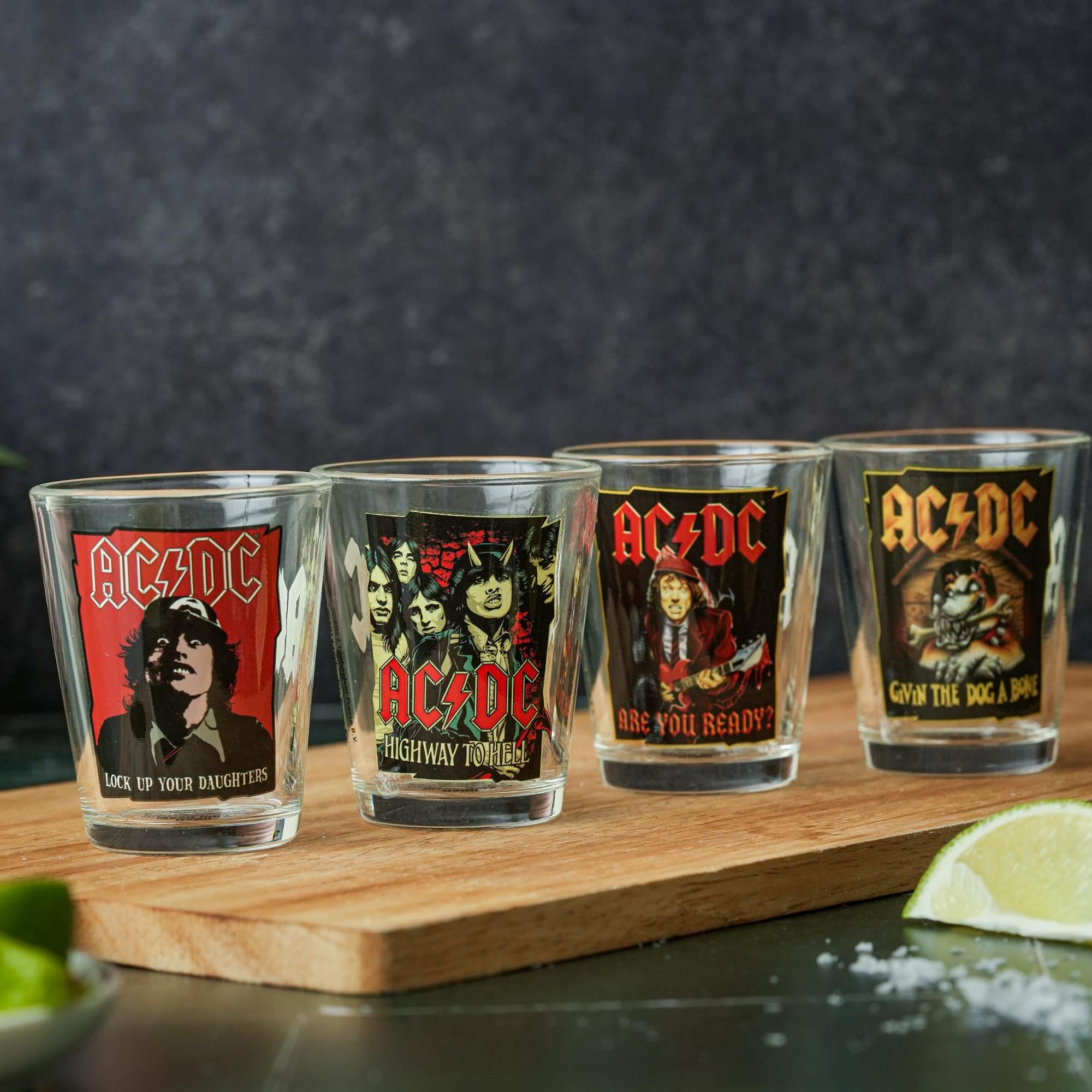 AC/DC Icons 4-Piece 1.5oz Shot Glass Set