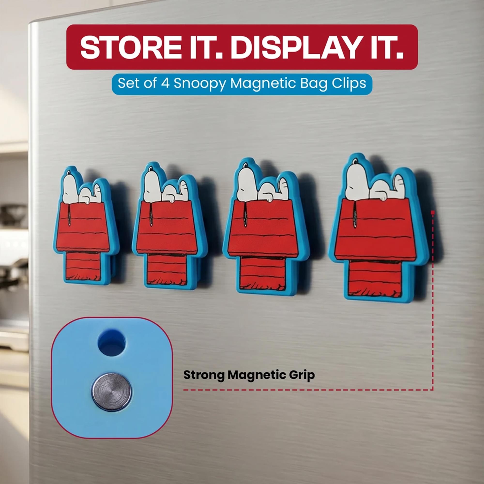 Peanuts Snoopy On Doghouse Magnetic Bag Clips | Set Of 4