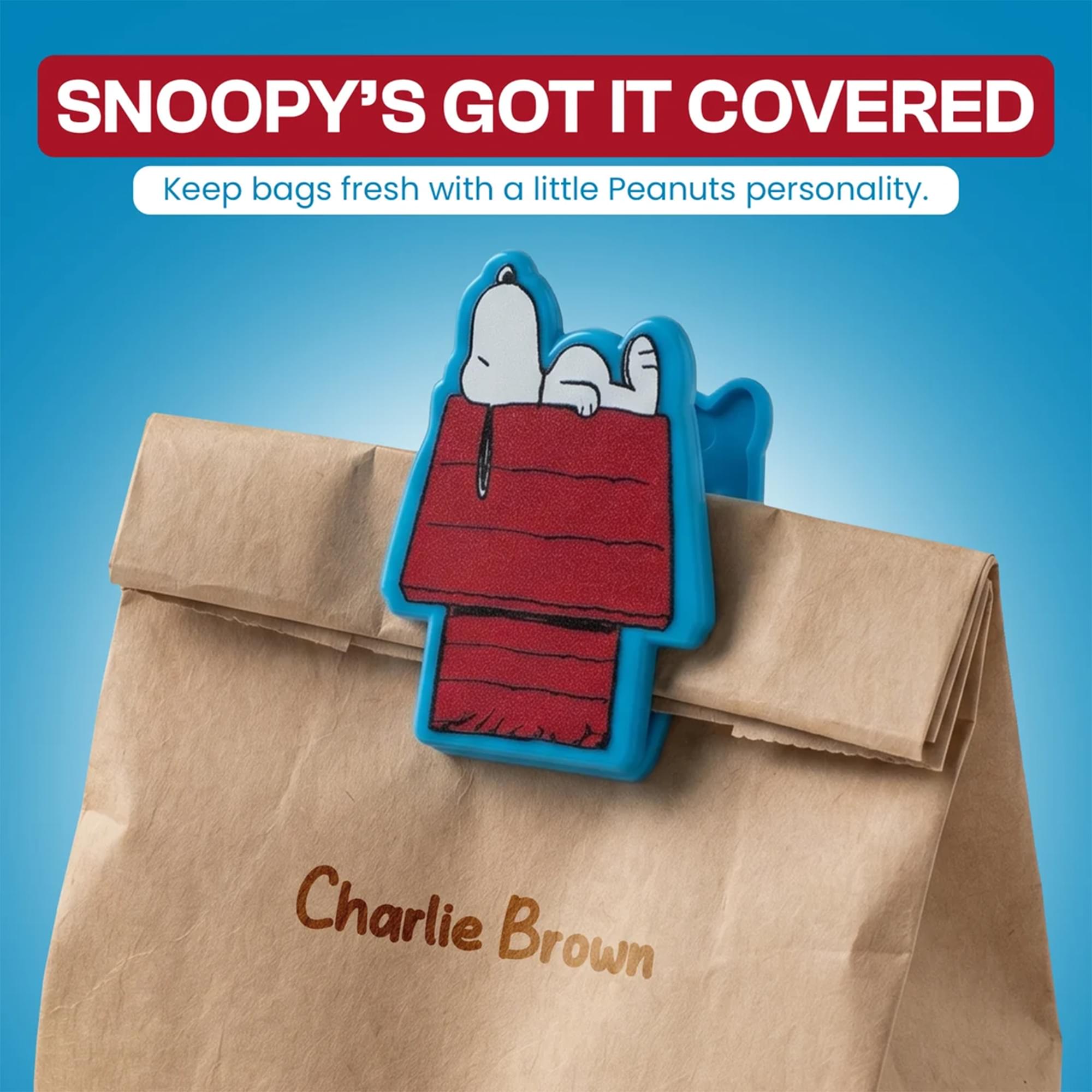 Peanuts Snoopy On Doghouse Magnetic Bag Clips | Set Of 4
