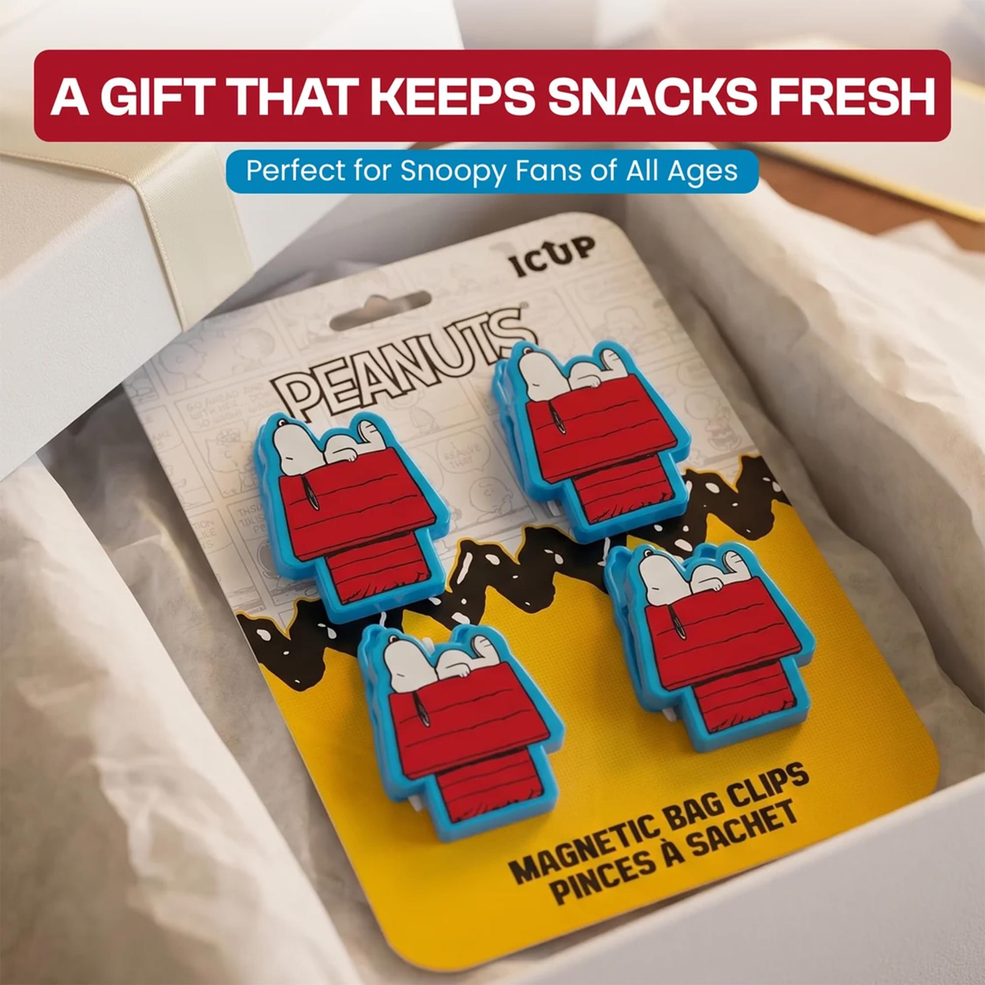 Peanuts Snoopy On Doghouse Magnetic Bag Clips | Set Of 4
