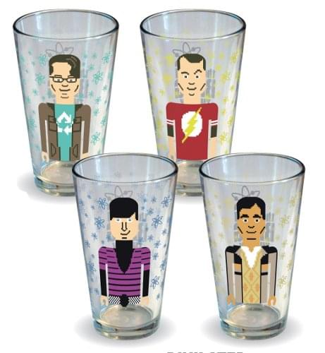 Big Bang Theory Pixilated Character 4 Pack Pint Glasses