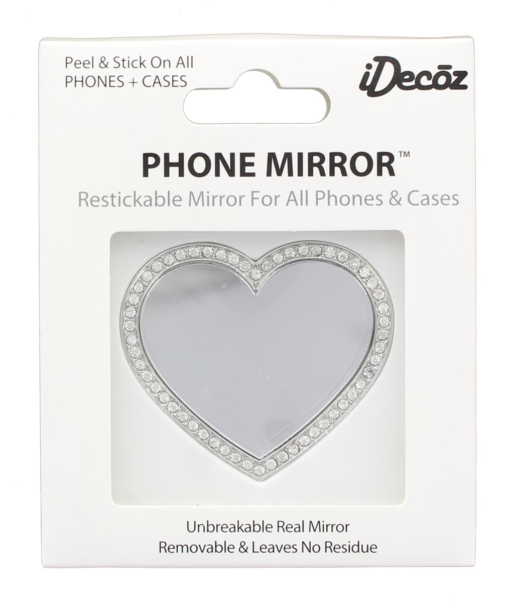 iDecoz Phone Mirror: Heart w/ Crystals