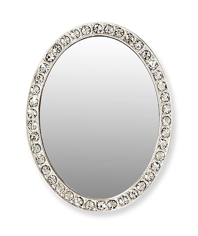 iDecoz Phone Mirror: Silver Oval w/ Pink Crystals