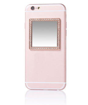 iDecoz Phone Mirror: Rose Gold Square w/ Crystals