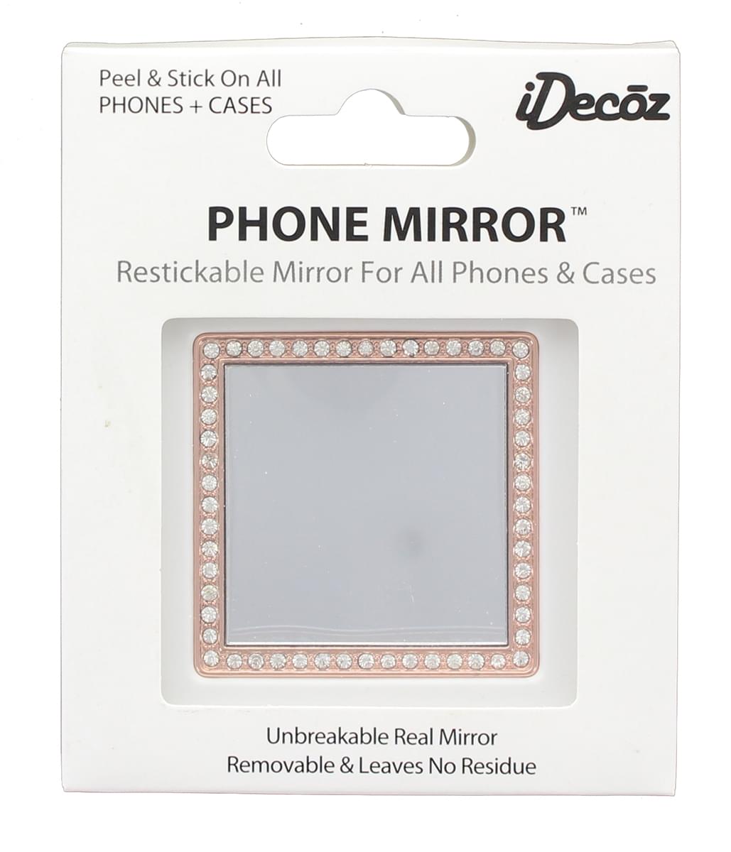 iDecoz Phone Mirror: Rose Gold Square w/ Crystals