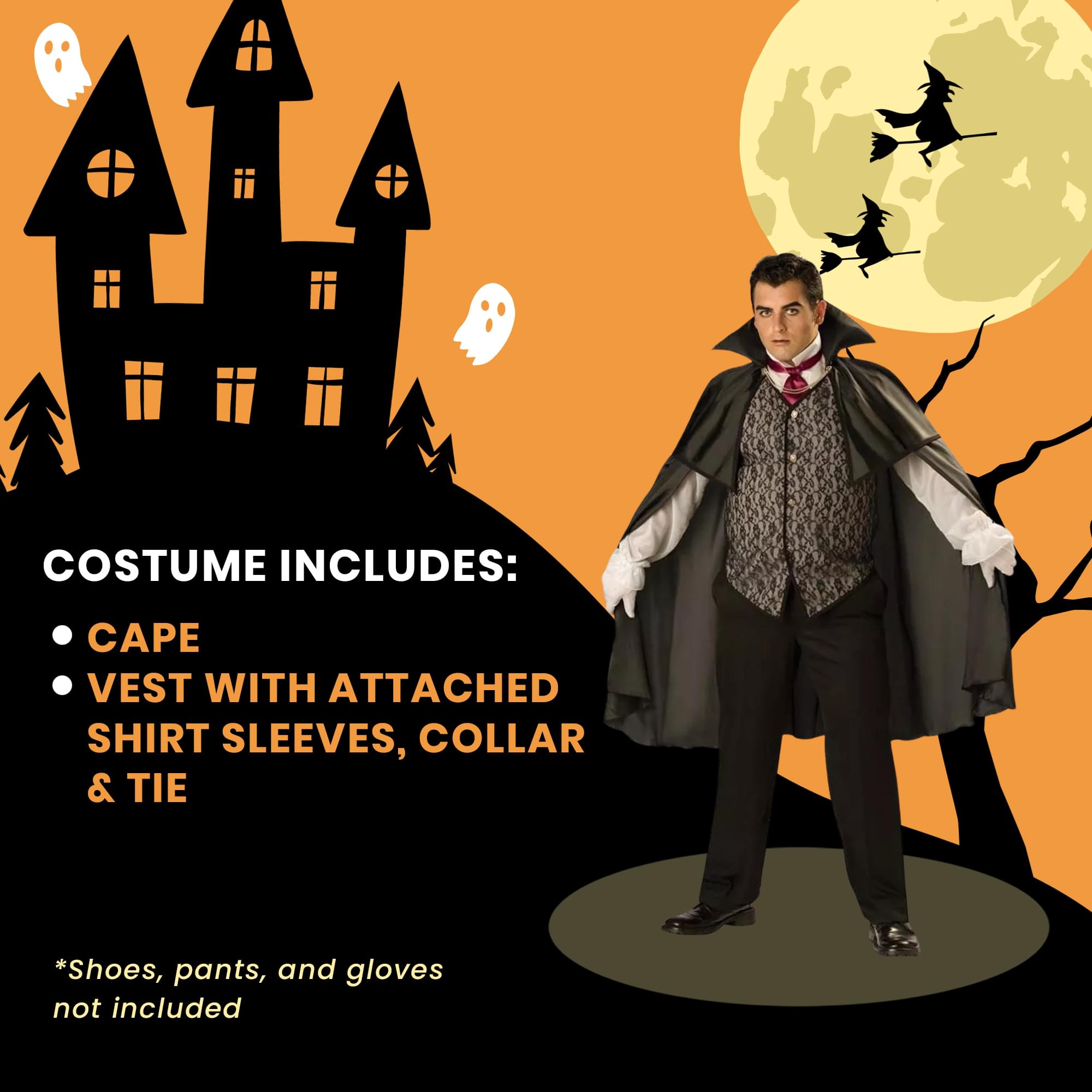 Midnight Vampire Cape & Vest Designer Costume Adult