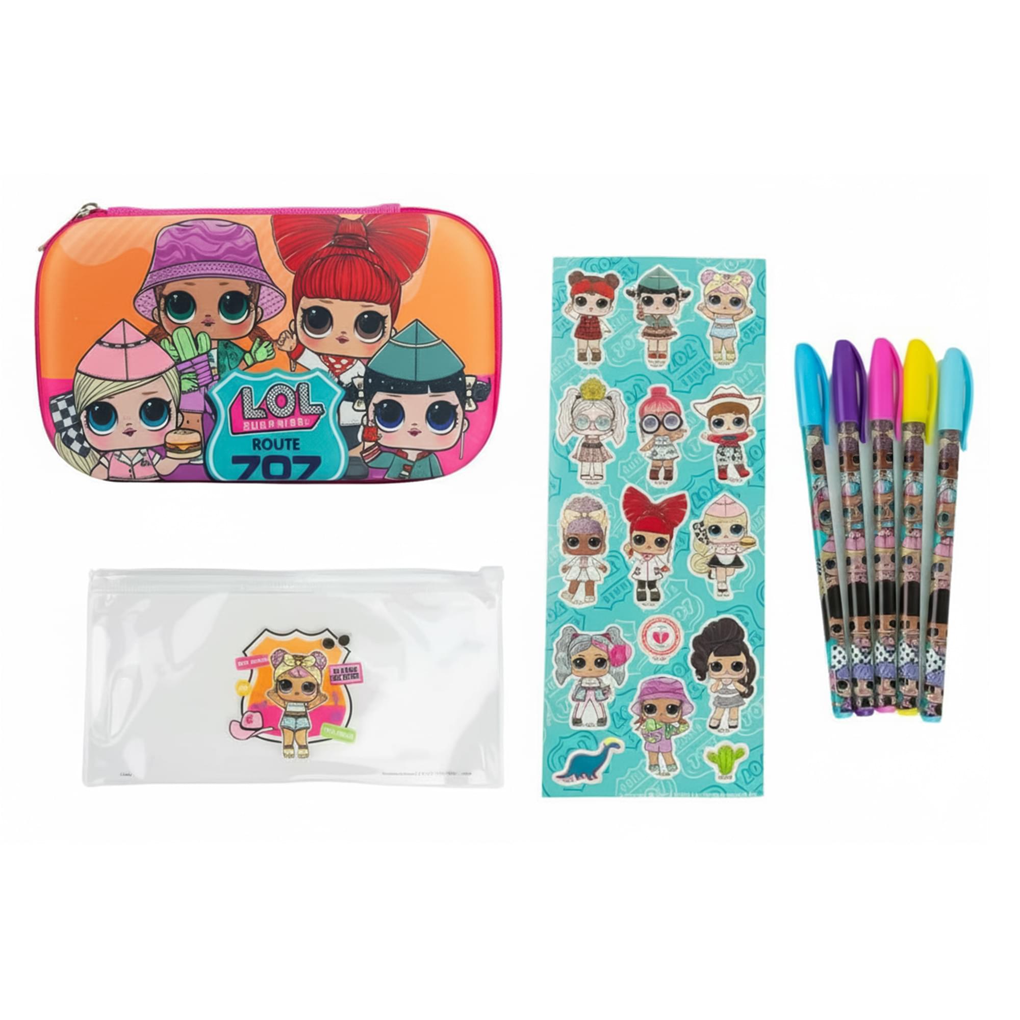 LOL Surprise Dolls Pencil Case Set | With LOL Stickers and Gel Pens