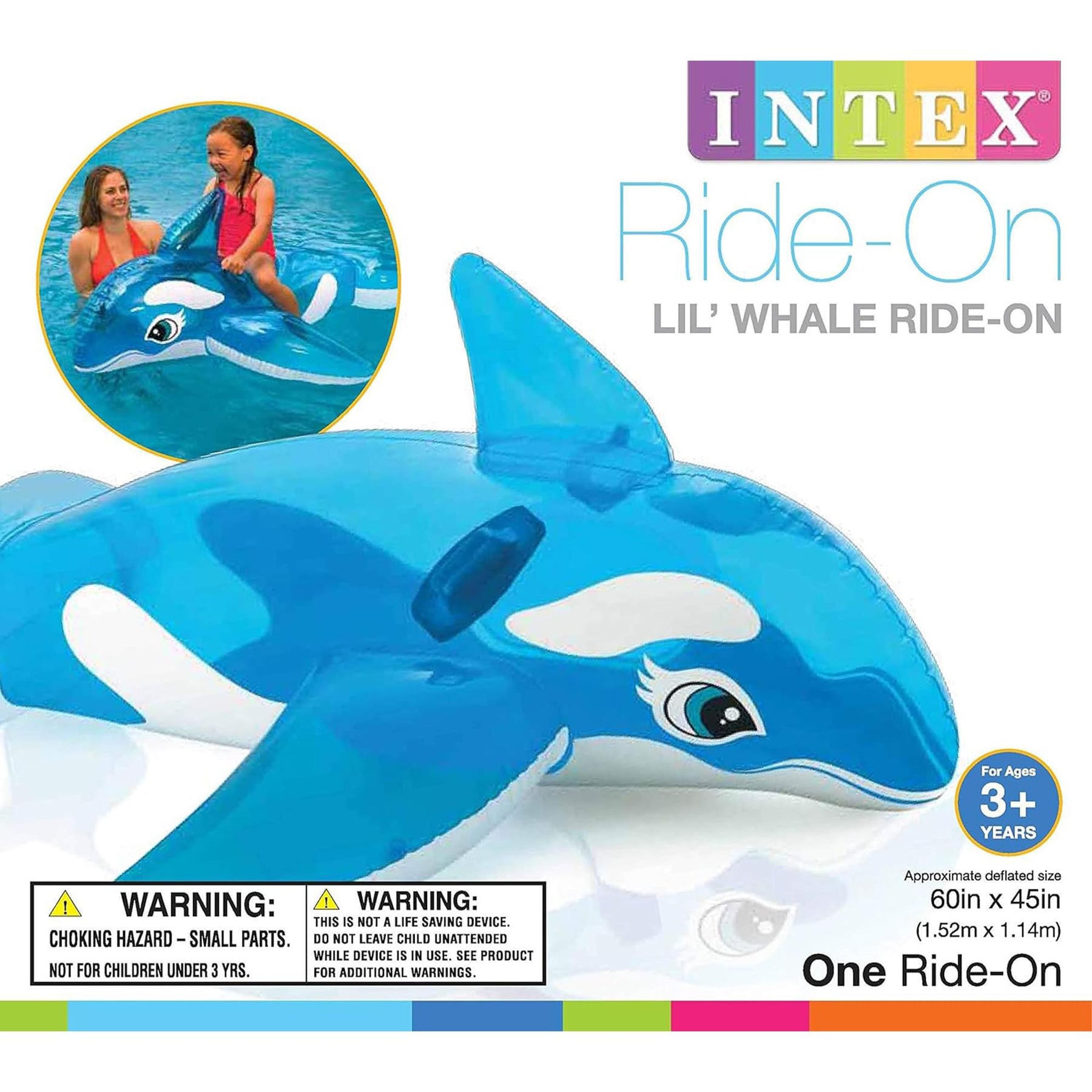 Lil' Whale Ride-On Inflatable Pool Float | 60 x 45 Inches