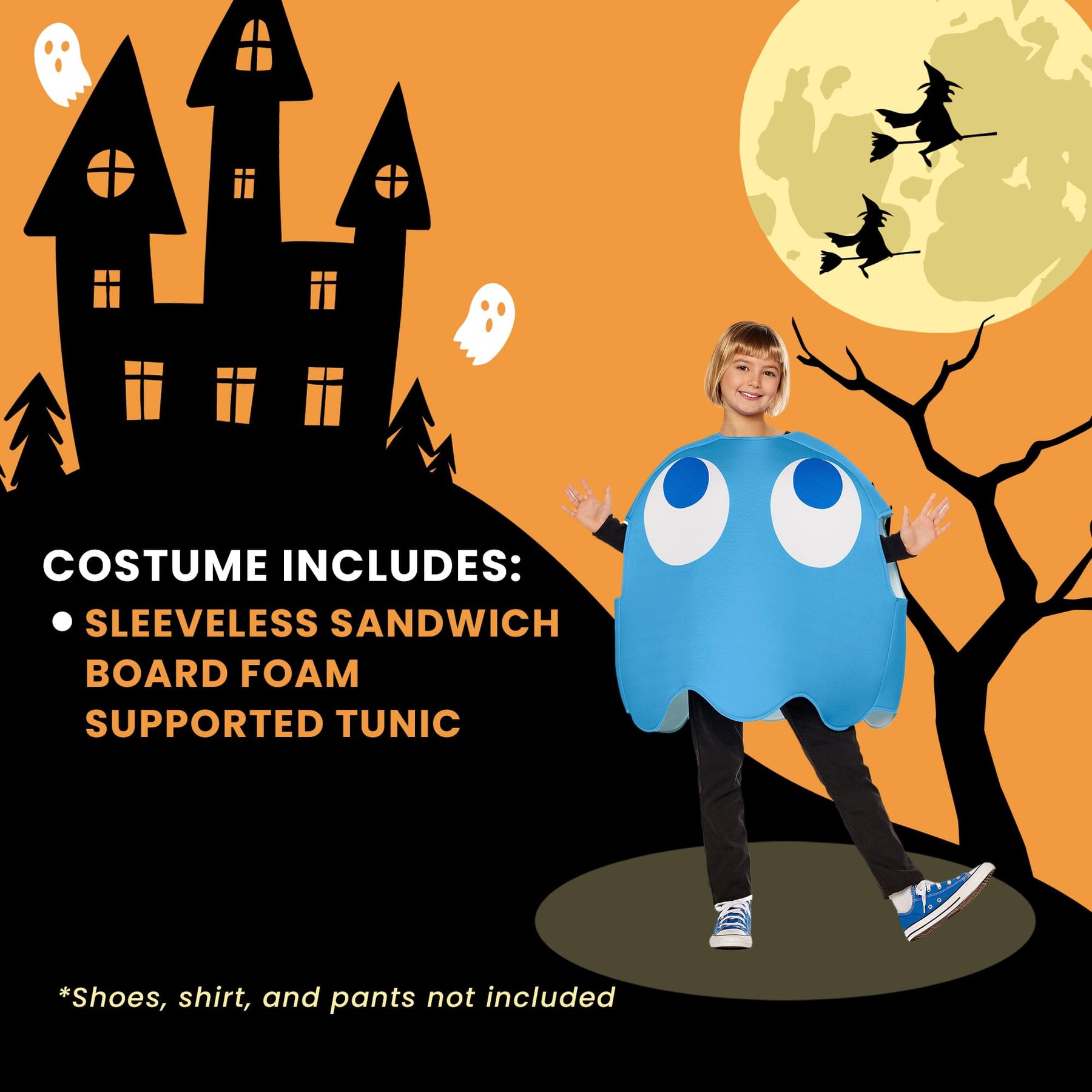 PAC-MAN INKY (Blue Ghost) Foam Child Costume Tunic | One Size Fits Most