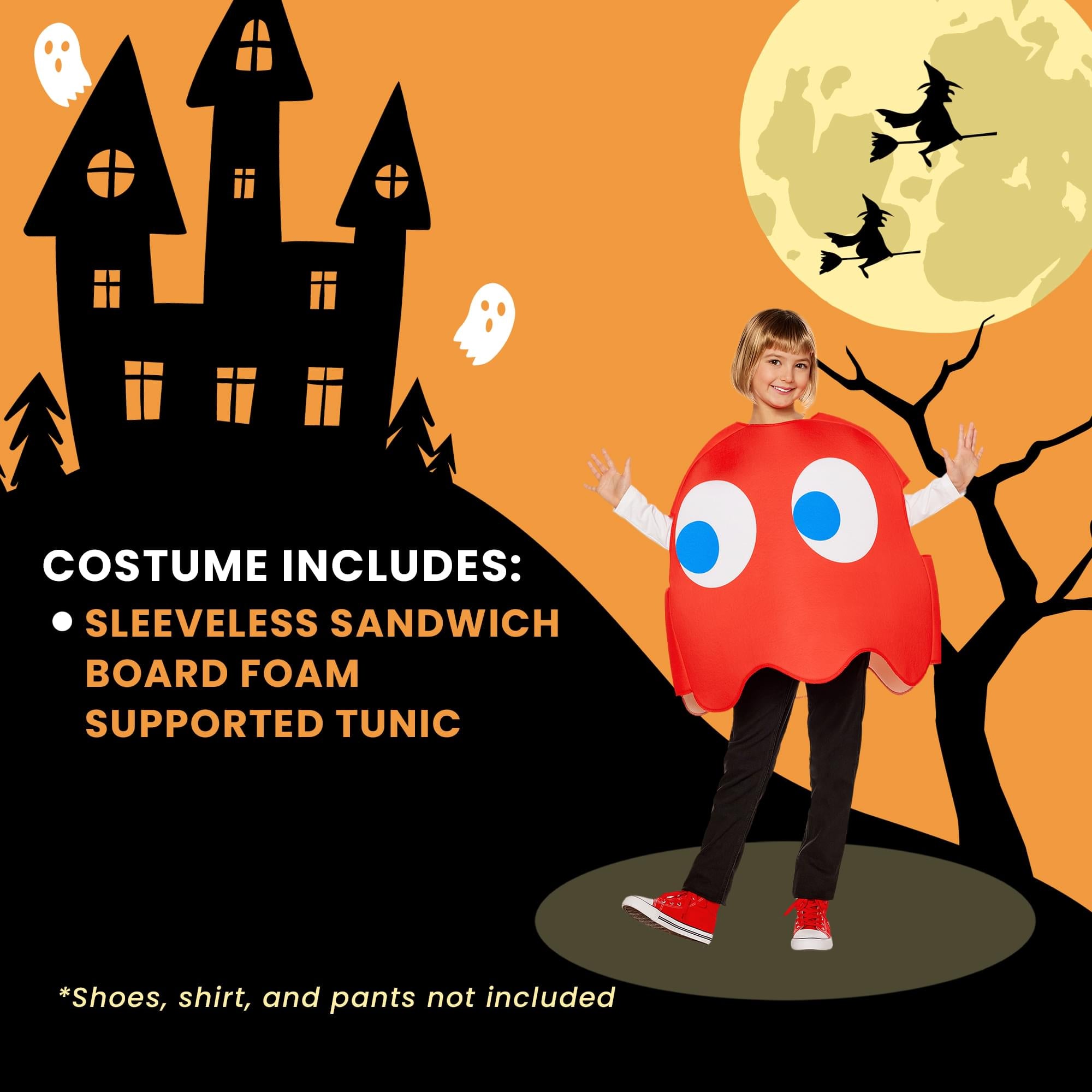 PAC-MAN BLINKY (Red Ghost) Foam Child Costume | One Size Fits Most