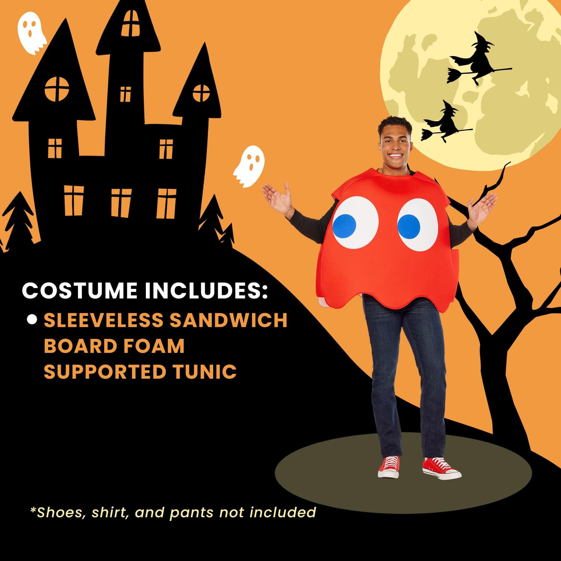 PAC-MAN BLINKY (Red Ghost) Foam Adult Costume | One Size Fits Most